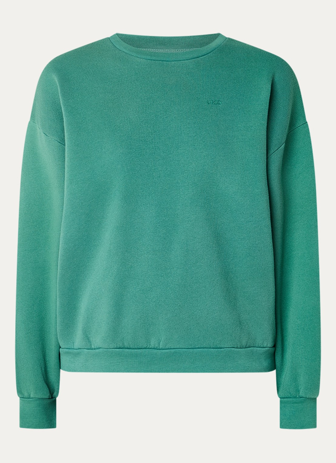 by-bar Lill sweater met logo en ronde hals - voorkant 2 turquoise