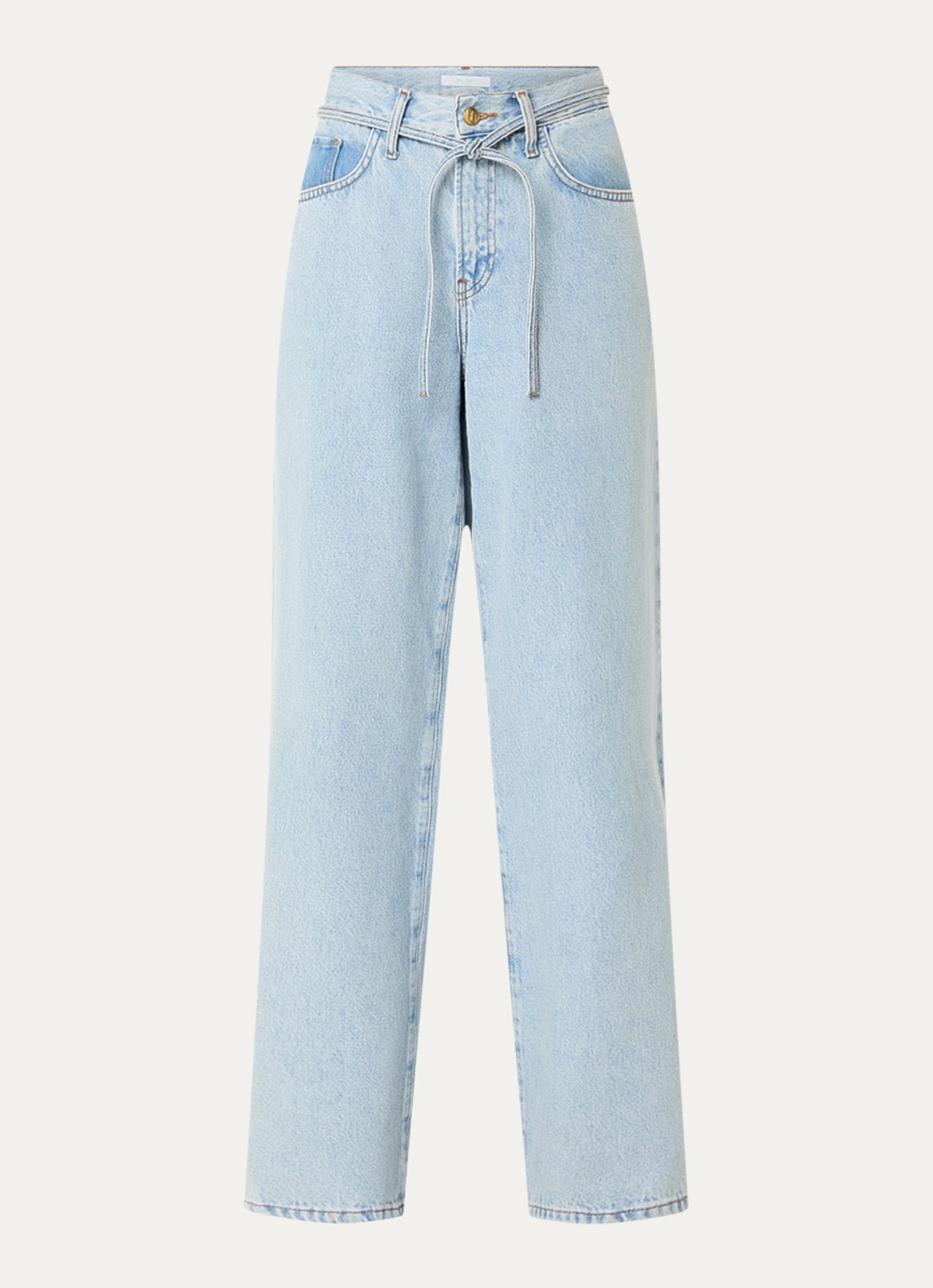 by-bar Lilo high waist wide leg jeans met strikceintuur - voorkant 2 indigo