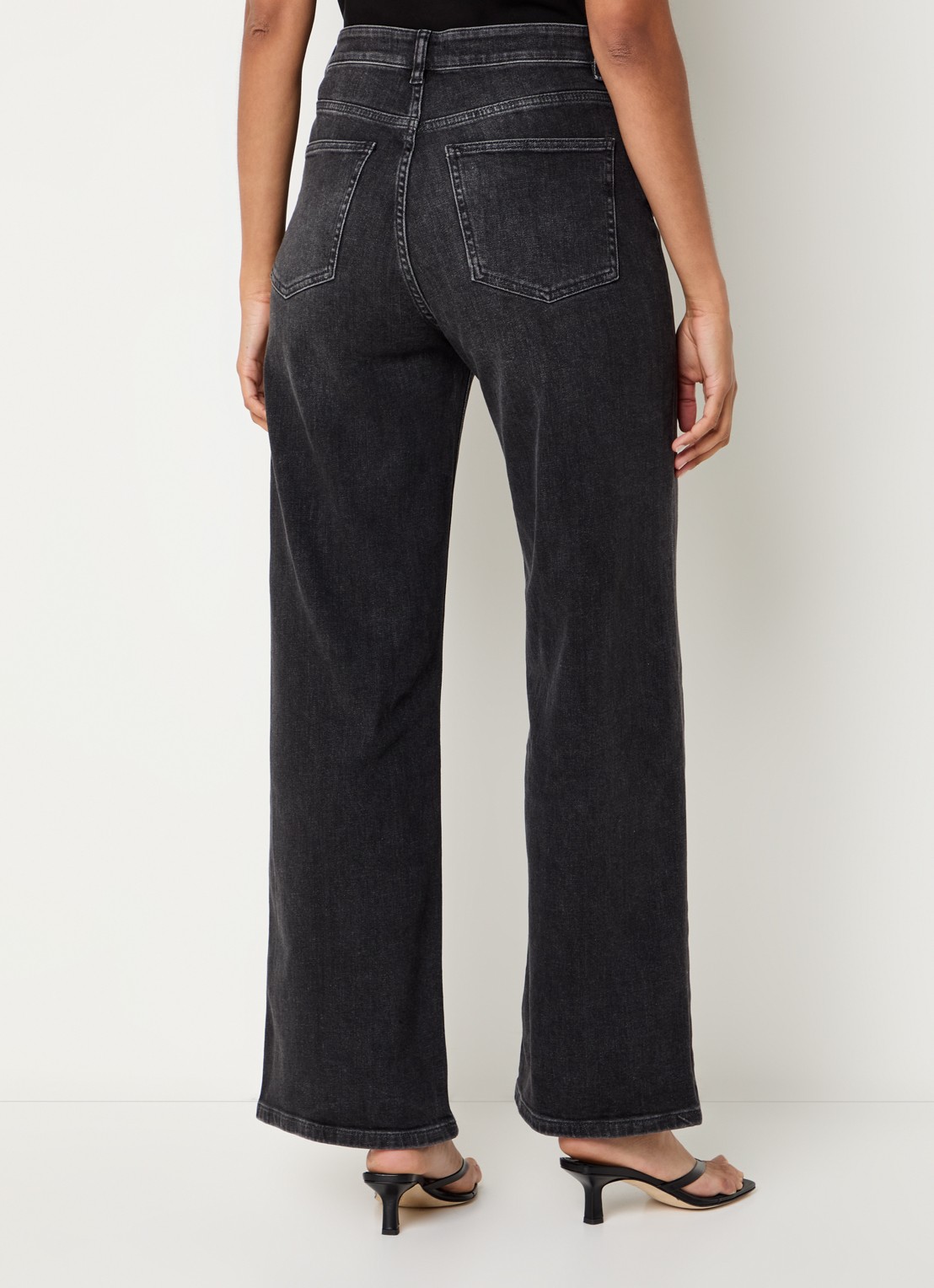 by-bar Lina high waist wide leg jeans met gekleurde wassing  - achterkant 3 antraciet