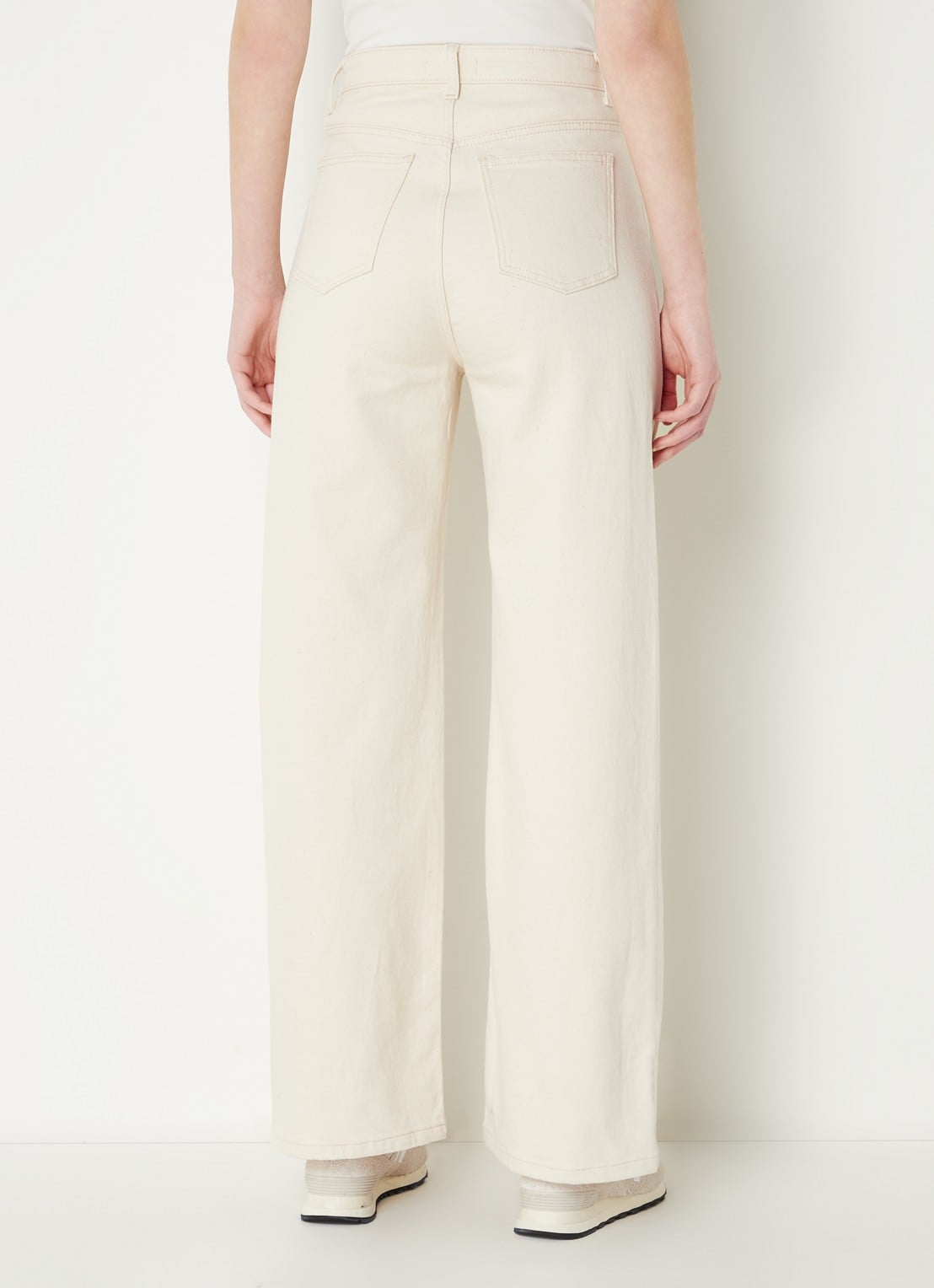 by-bar Lina MJ high waist wide leg jeans met steekzakken - achterkant donkerbeige