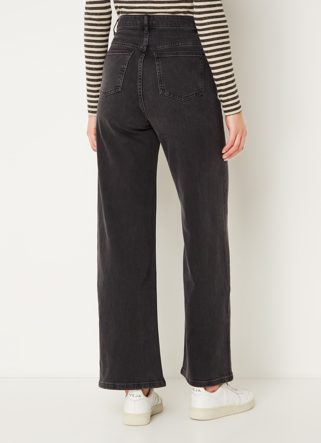 by-bar Lina MJ high waist wide leg jeans met steekzakken - achterkant 5 antraciet