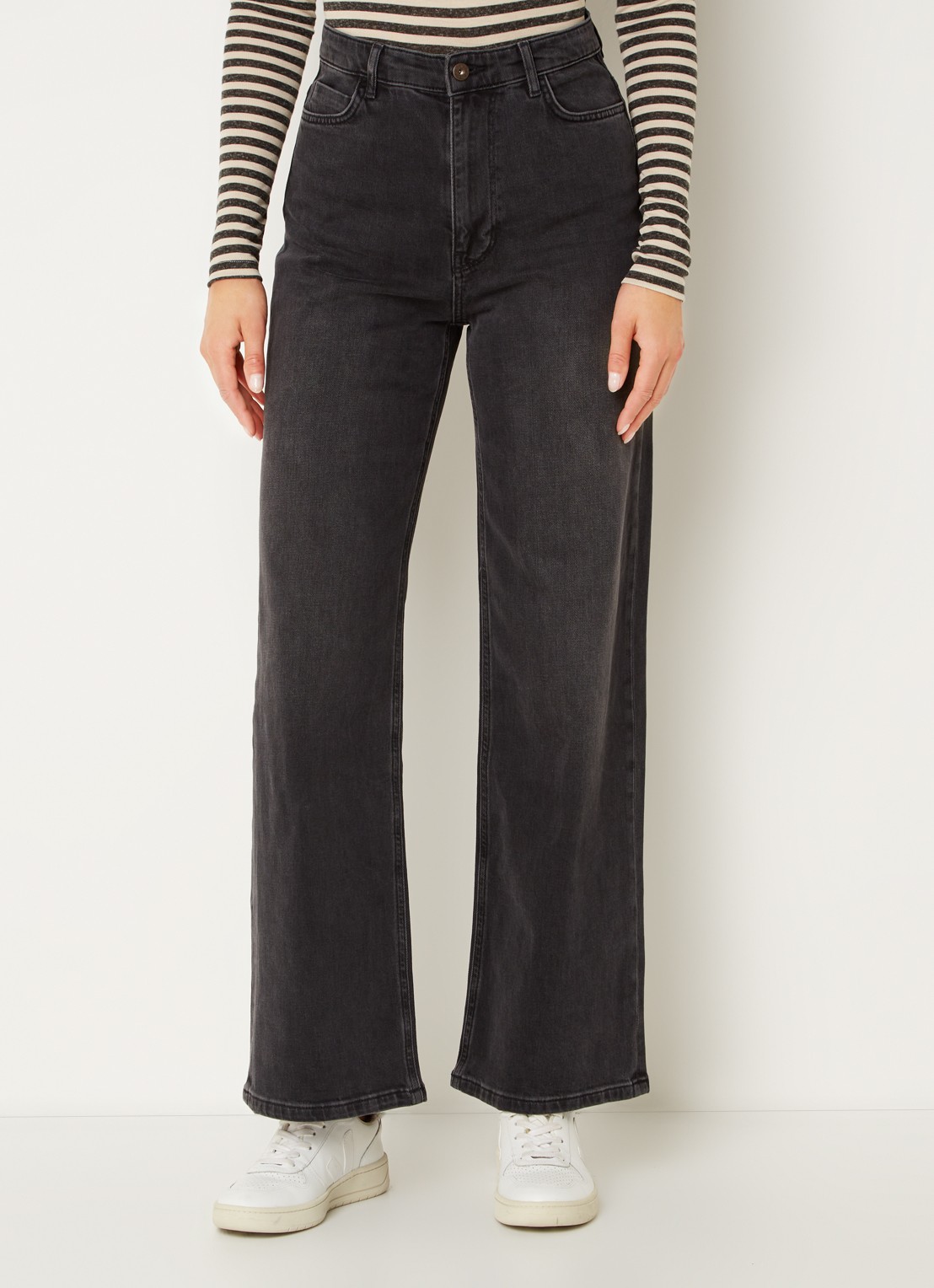 by-bar Lina MJ high waist wide leg jeans met steekzakken - detail 3 antraciet