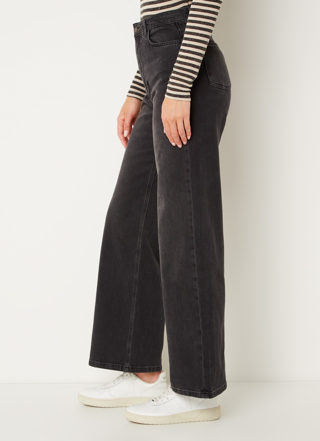 by-bar Lina MJ high waist wide leg jeans met steekzakken - detail 4 antraciet