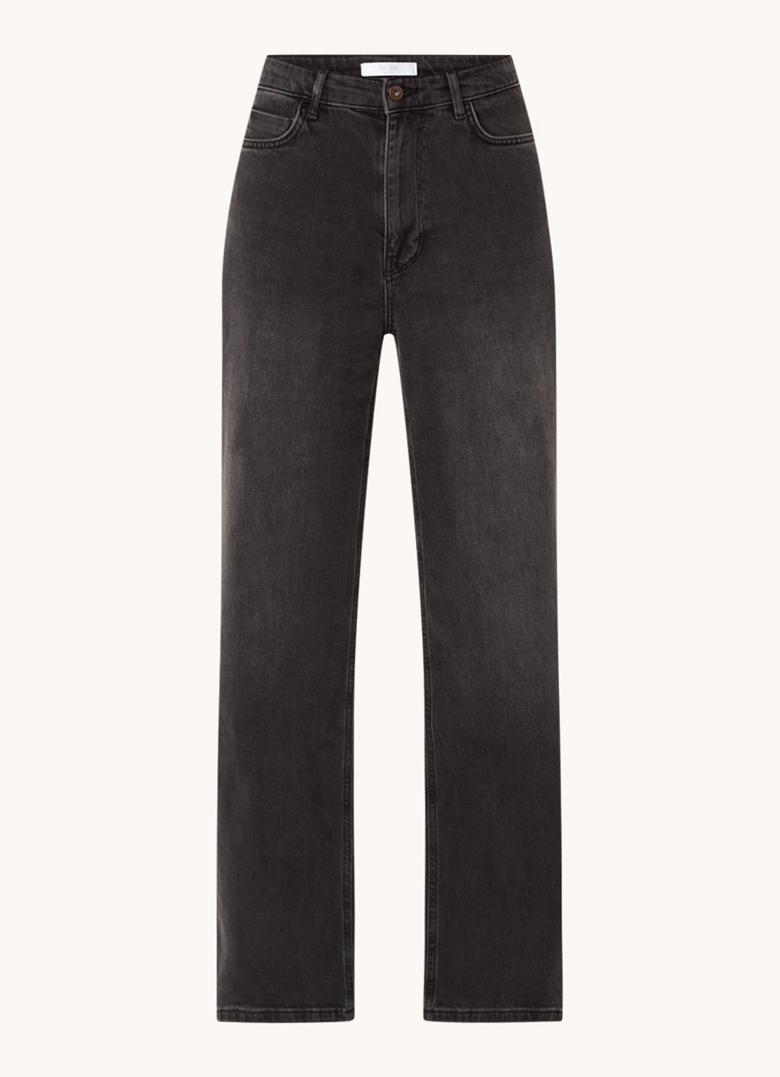 by-bar Lina MJ high waist wide leg jeans met steekzakken - voorkant antraciet