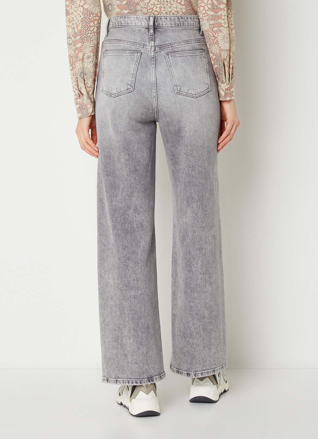 by-bar Lina MJ high waist wide leg jeans met steekzakken - achterkant 3 grijs