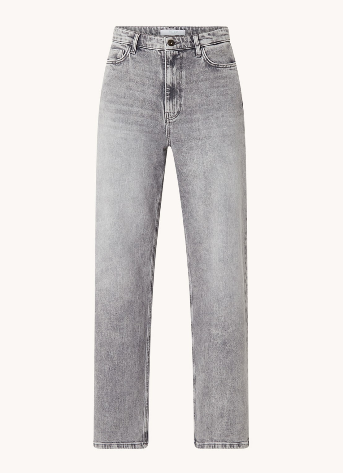 by-bar Lina MJ high waist wide leg jeans met steekzakken - voorkant 4 grijs