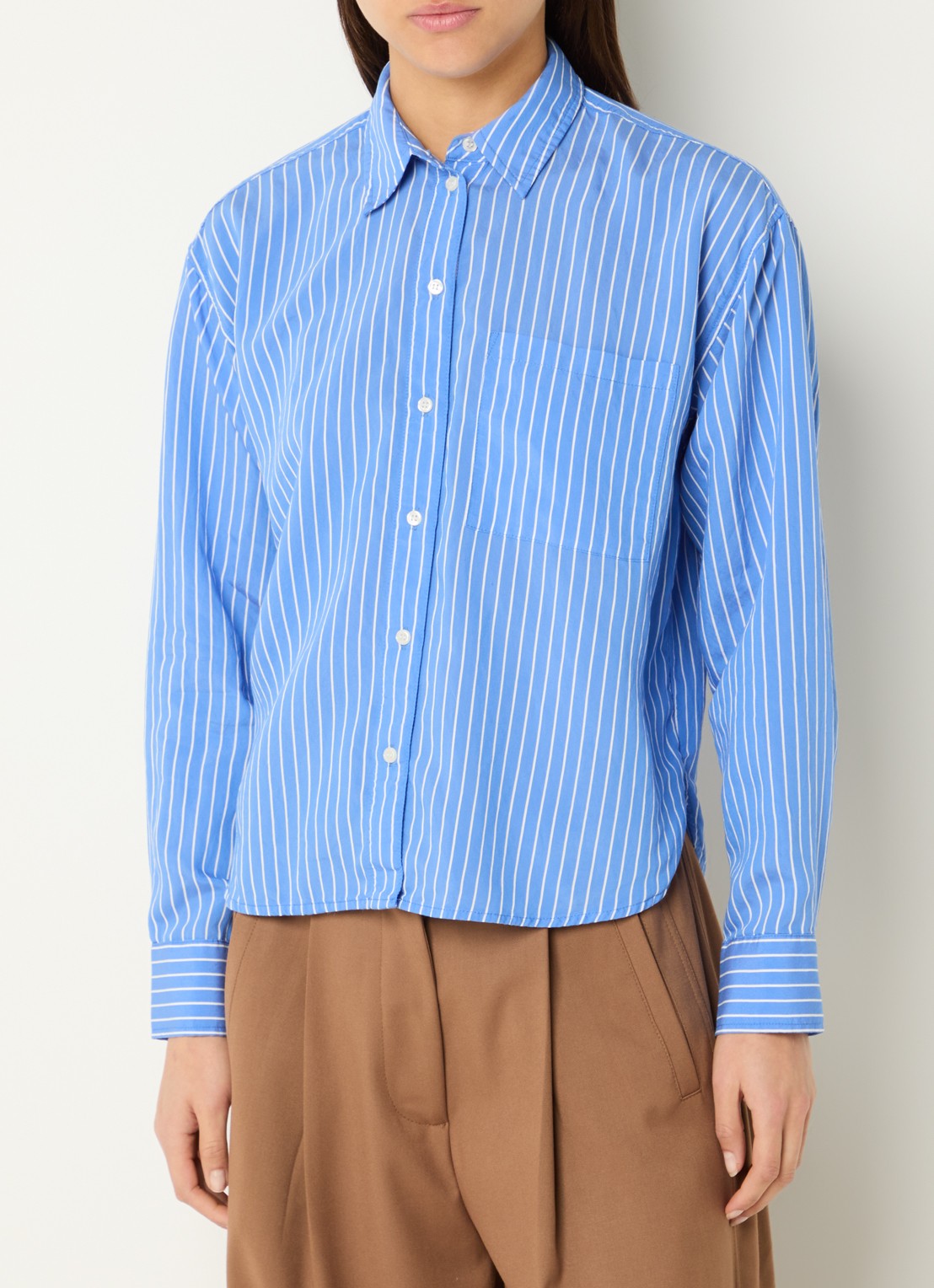 by-bar Lise blouse met streepprint - detail 3 blauw