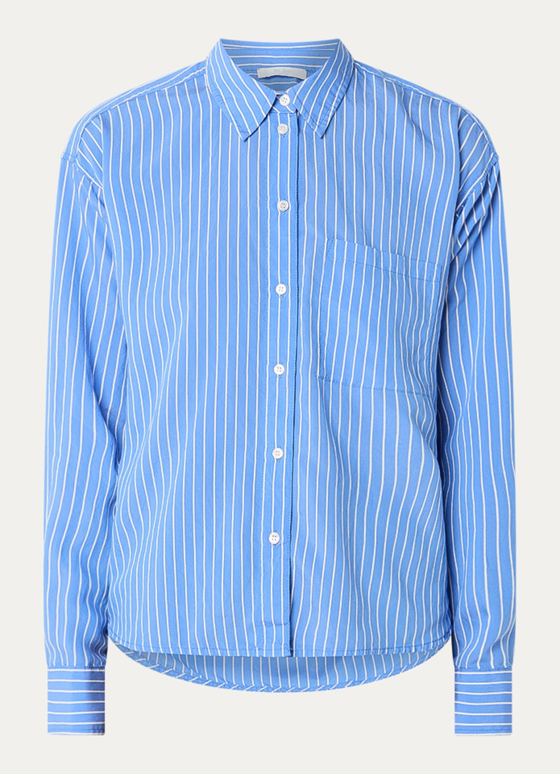 by-bar Lise blouse met streepprint - voorkant blauw