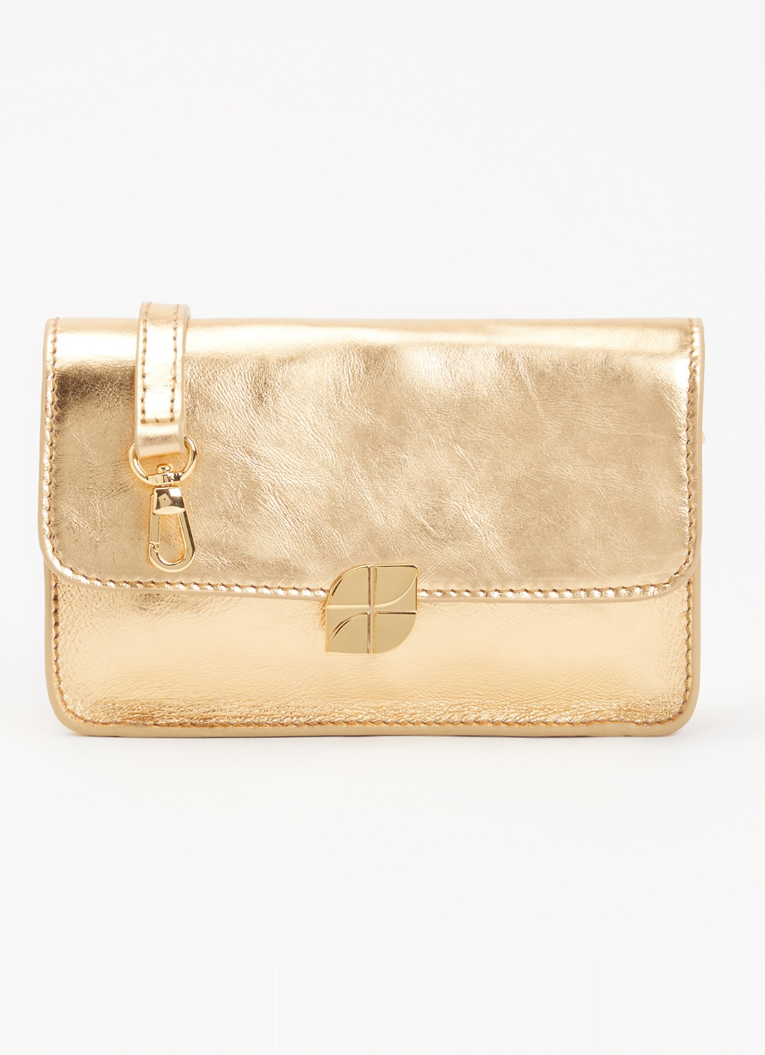 by-bar Loua crossbodytas met metallic finish - voorkant goud