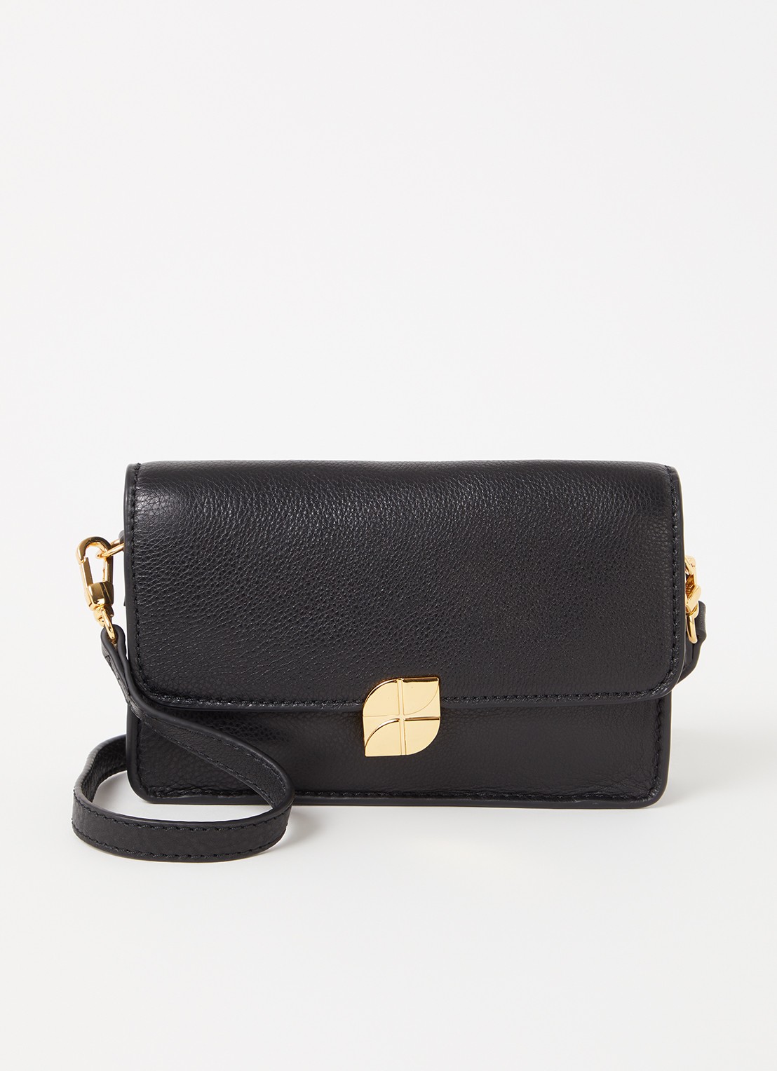 by-bar Loua crossbodytas van leer - voorkant 4 zwart