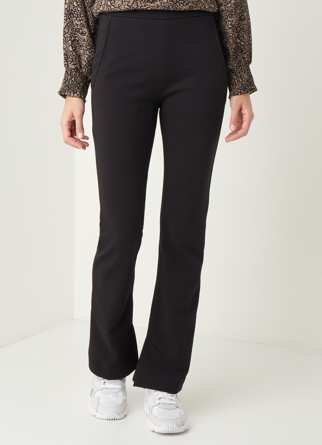 by-bar Lowie high waist flared fit pantalon met splits - detail 4 zwart