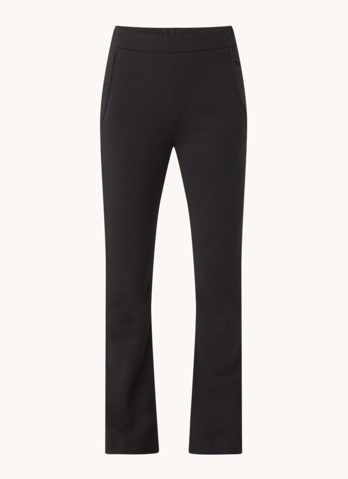 by-bar Lowie high waist flared fit pantalon met splits - voorkant 2 zwart