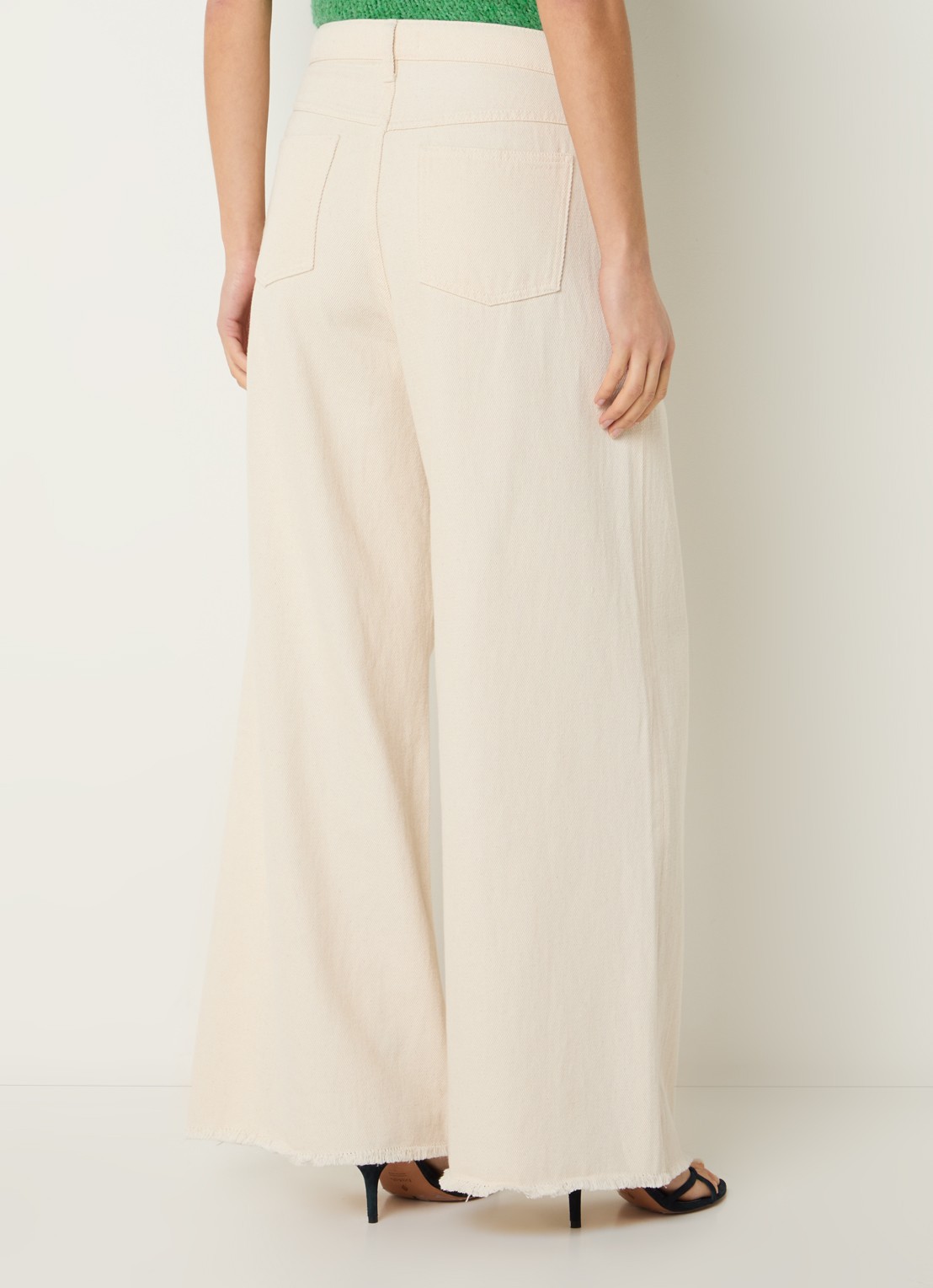 by-bar Lux high waist wide fit broek met steekzakken - achterkant creme