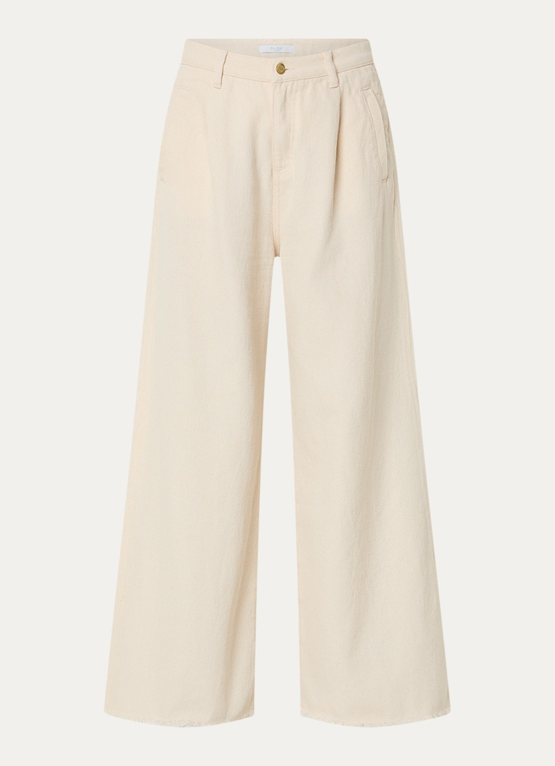 by-bar Lux high waist wide fit broek met steekzakken - voorkant 2 creme