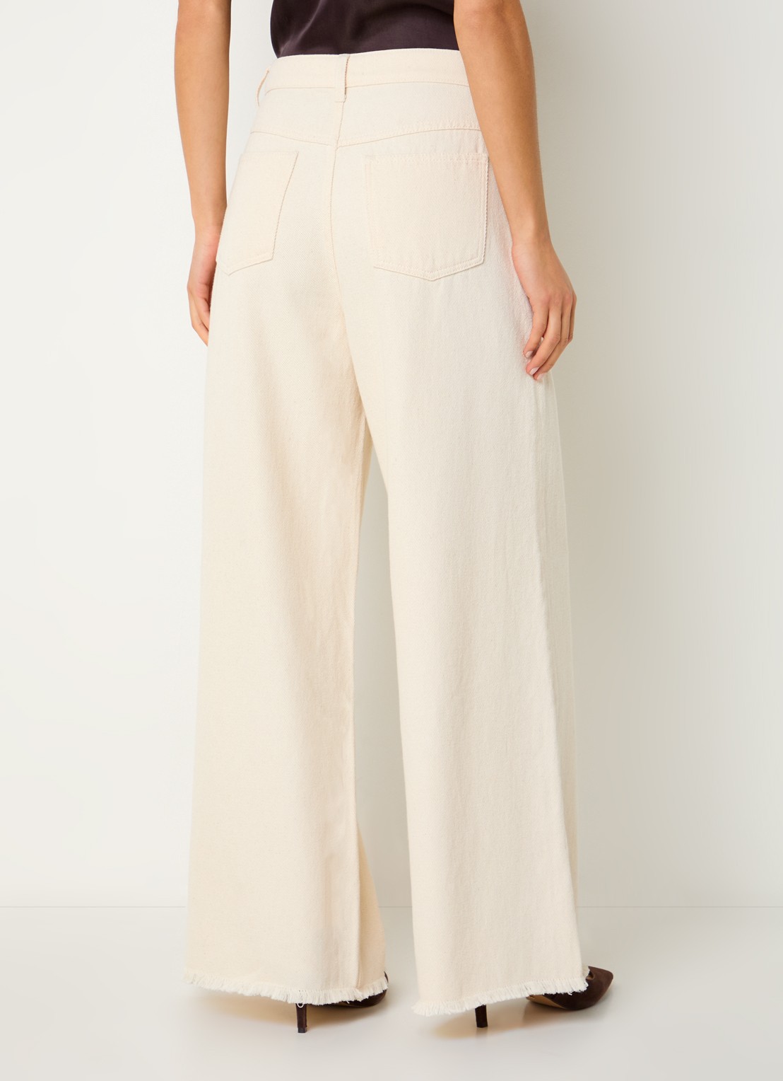 by-bar Lux high waist wide leg jeans met gekleurde wassing - achterkant creme