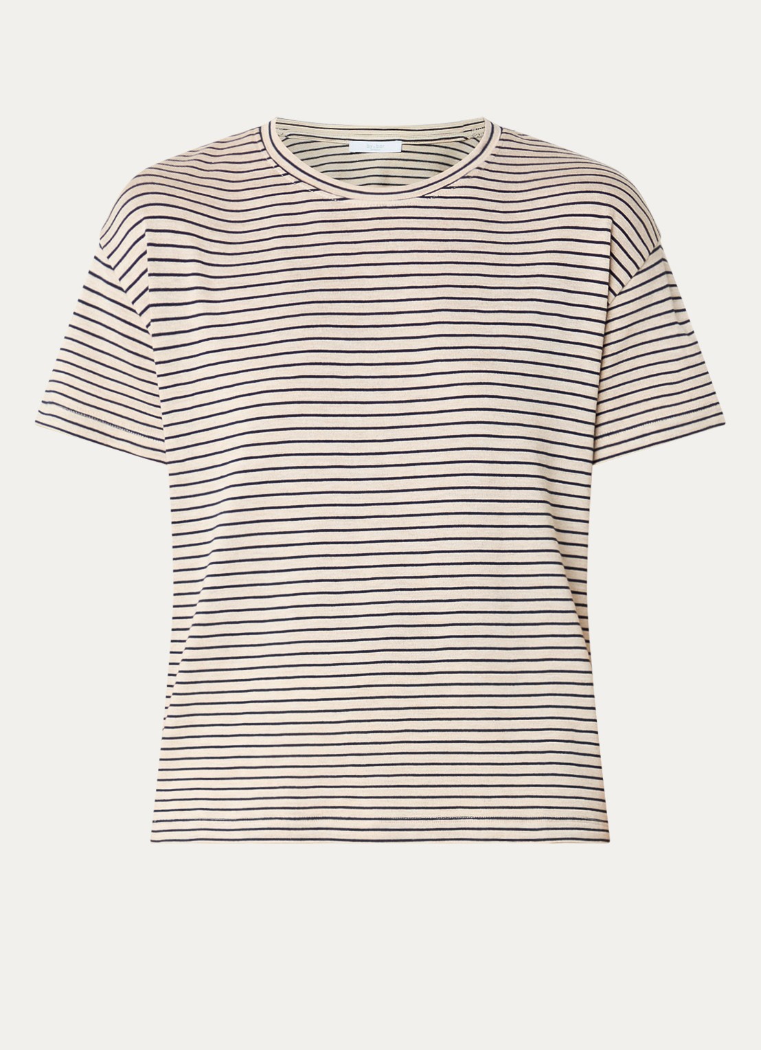 by-bar Mace T-shirt met streepprint - voorkant gebroken wit