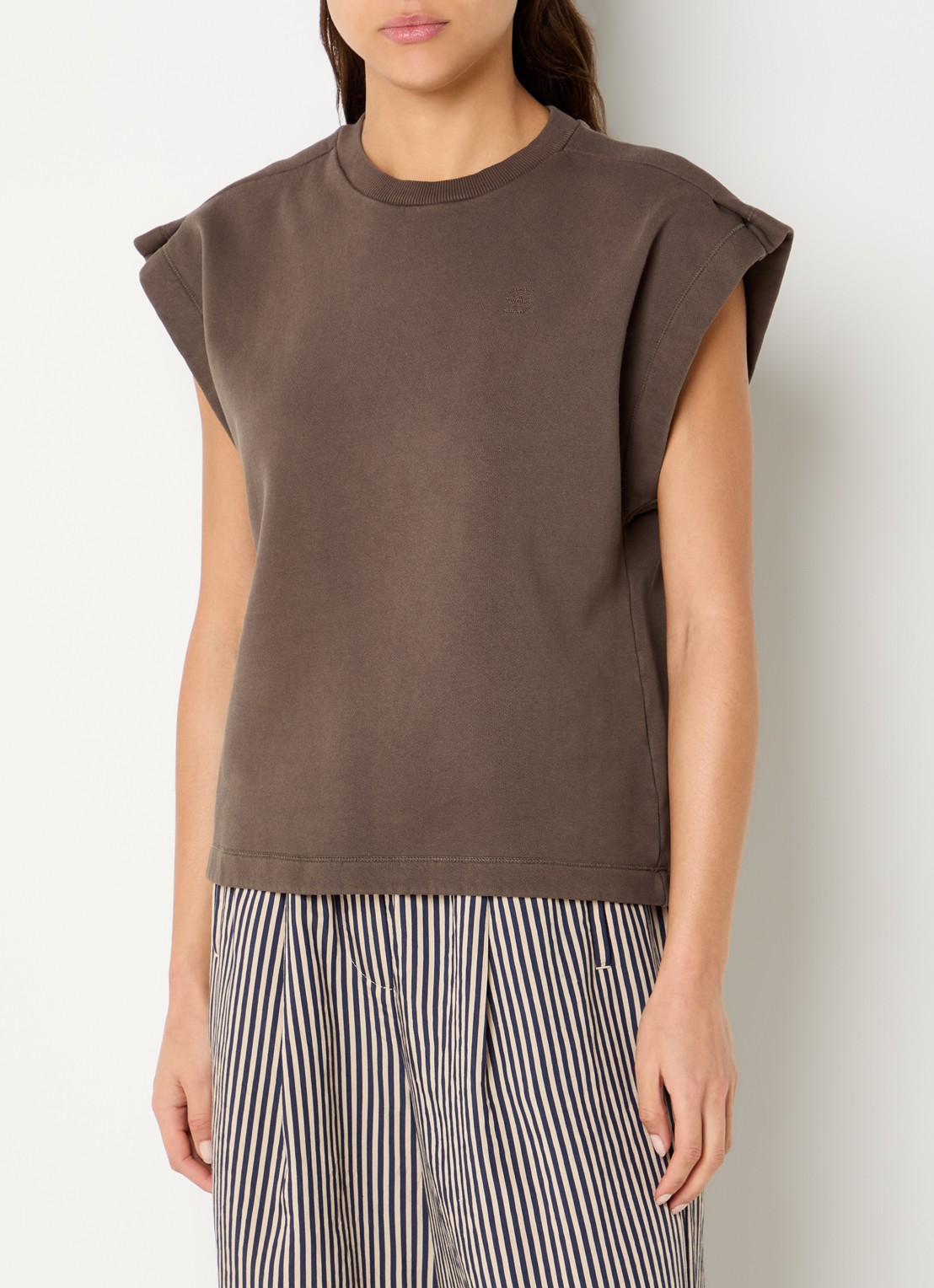 by-bar Mason top met ronde hals - detail 4 bruin