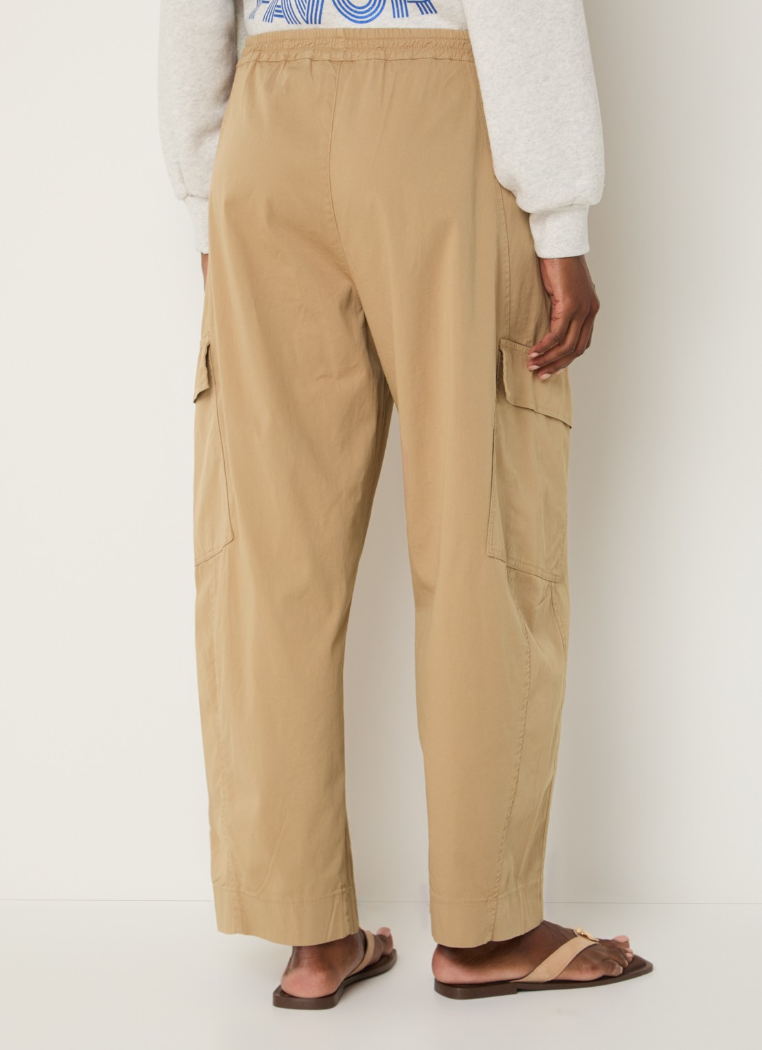 by-bar Matcha high waist tapered fit cargobroek met klepzakken - achterkant camel