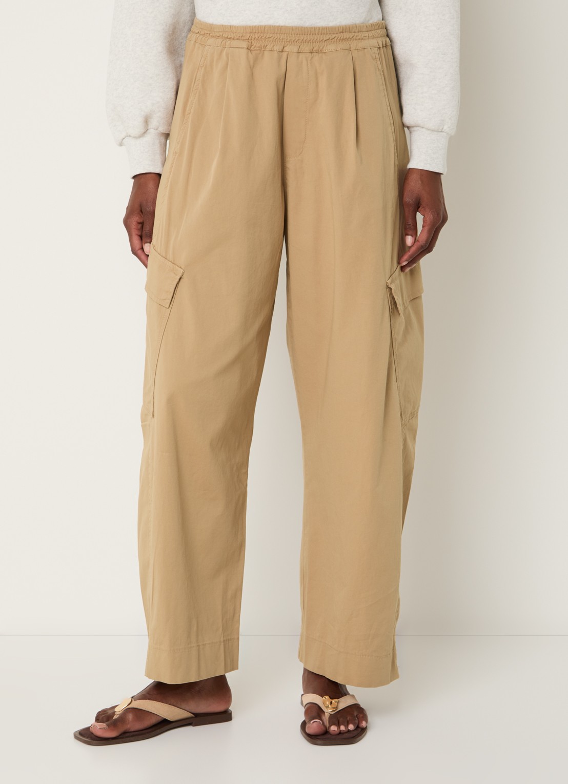 by-bar Matcha high waist tapered fit cargobroek met klepzakken - detail 4 camel