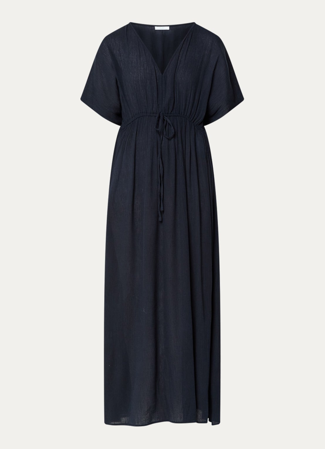 by-bar Maxi jurk met strikceintuur en V-hals - voorkant donkerblauw