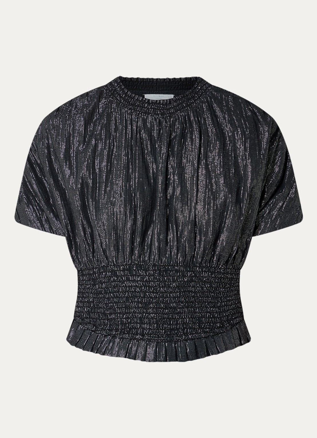 by-bar Melia top met lurex en ronde hals - voorkant 2 zwart