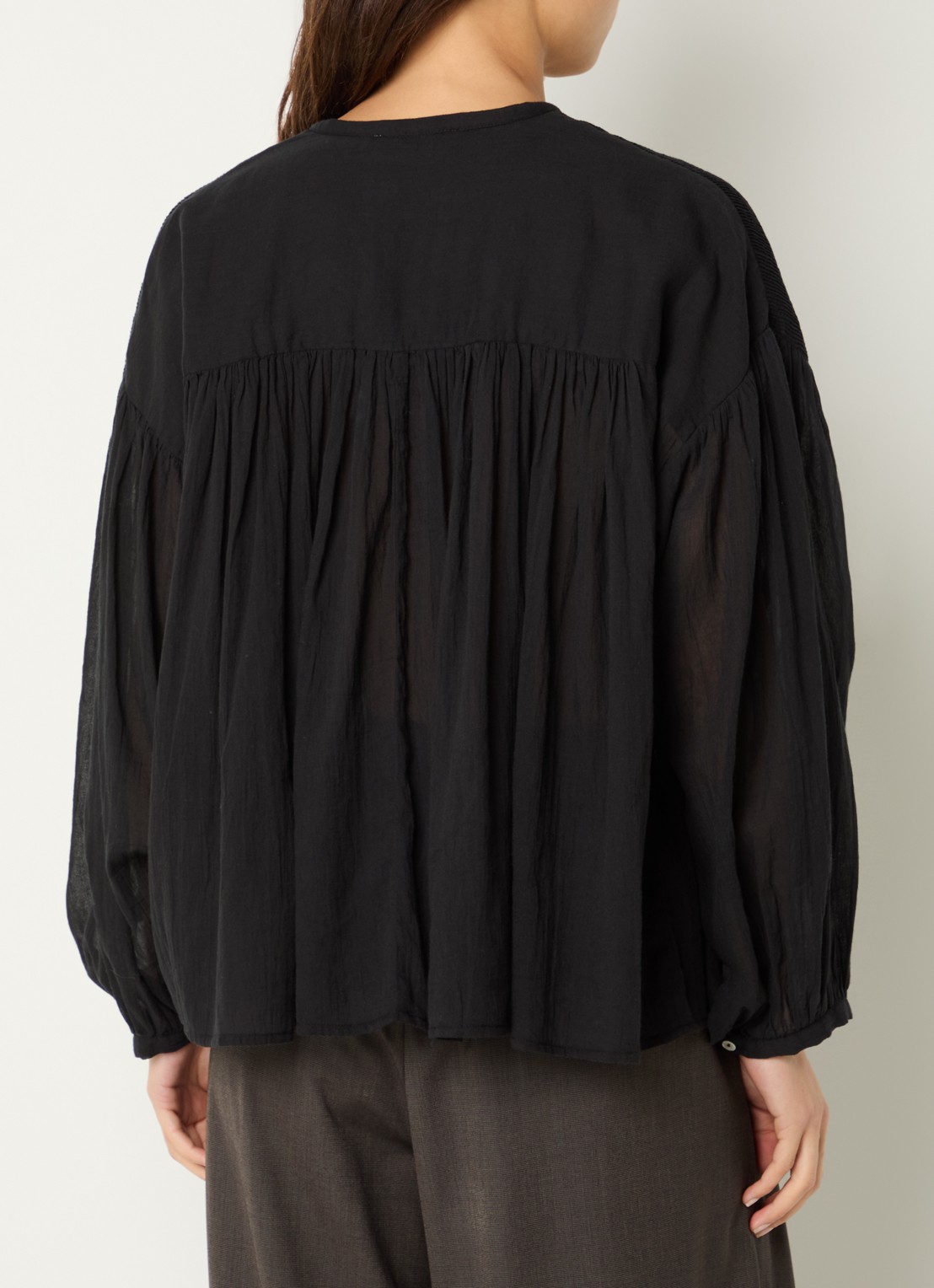 by-bar Mine semi-transparante blouse met ballonmouw - achterkant zwart