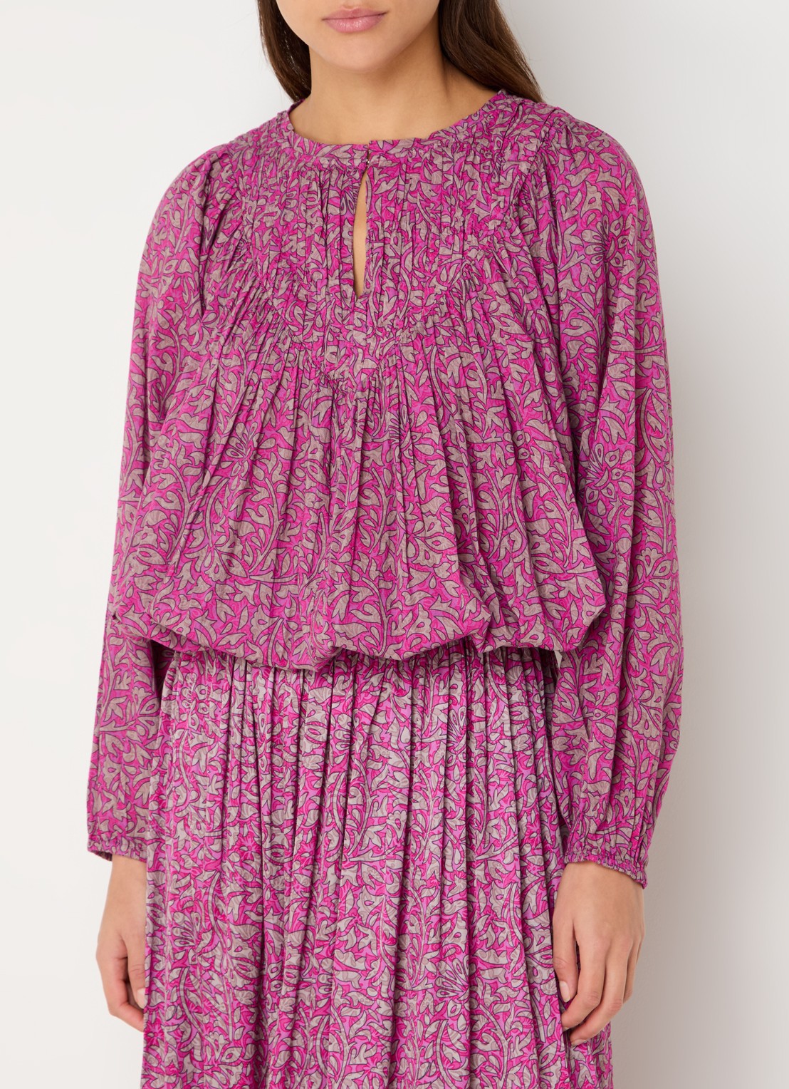 by-bar Mint tuniek met print - detail donkerroze