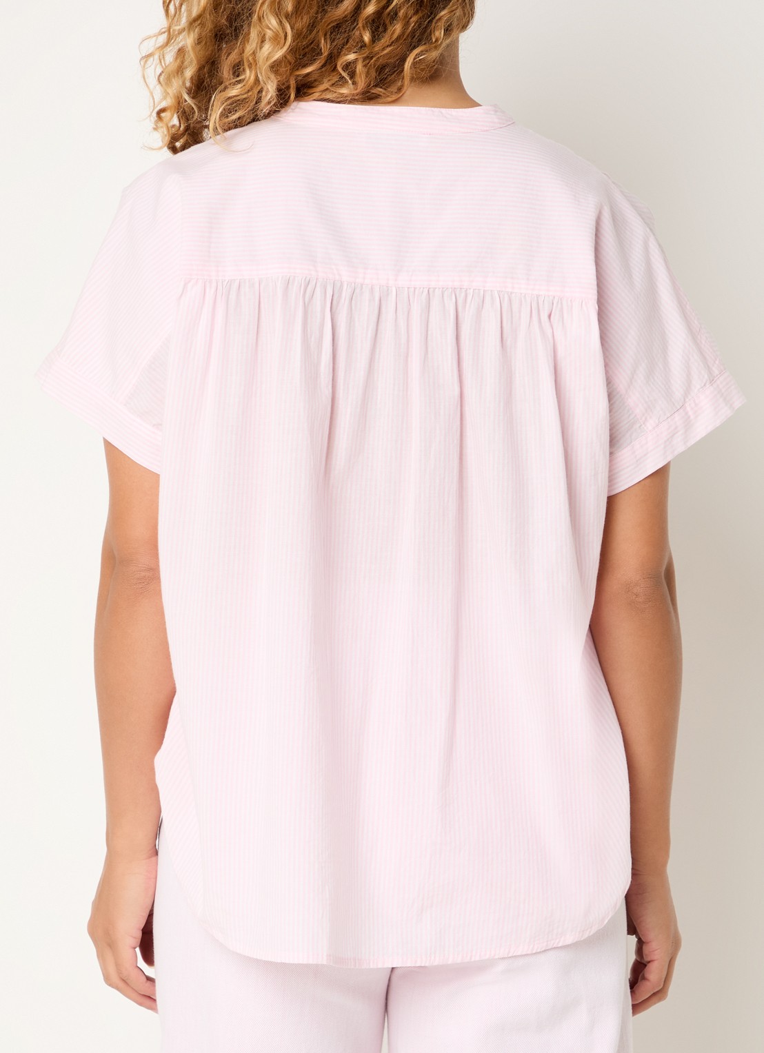 by-bar Minte blouse met streepprint - achterkant lichtroze