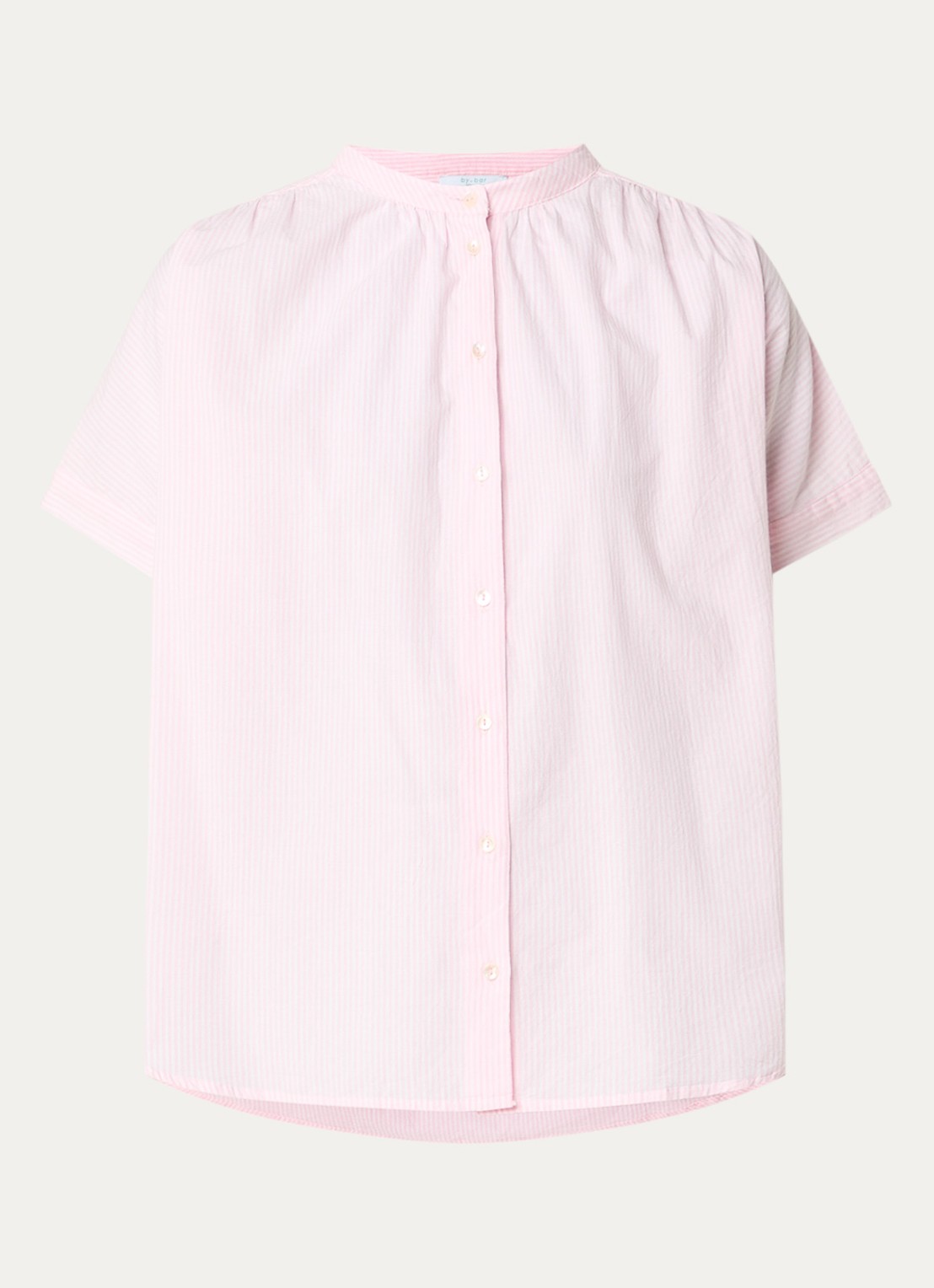by-bar Minte blouse met streepprint - voorkant 2 lichtroze
