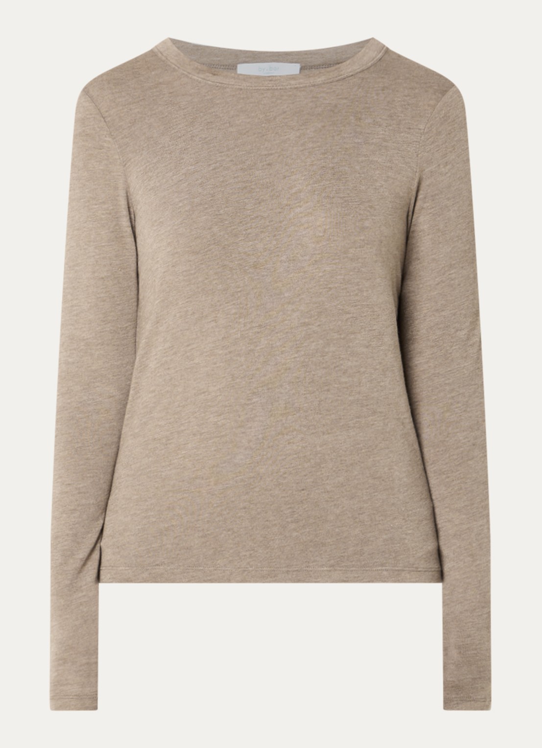 by-bar Moky top in wolblend met ronde hals - voorkant 3 beige