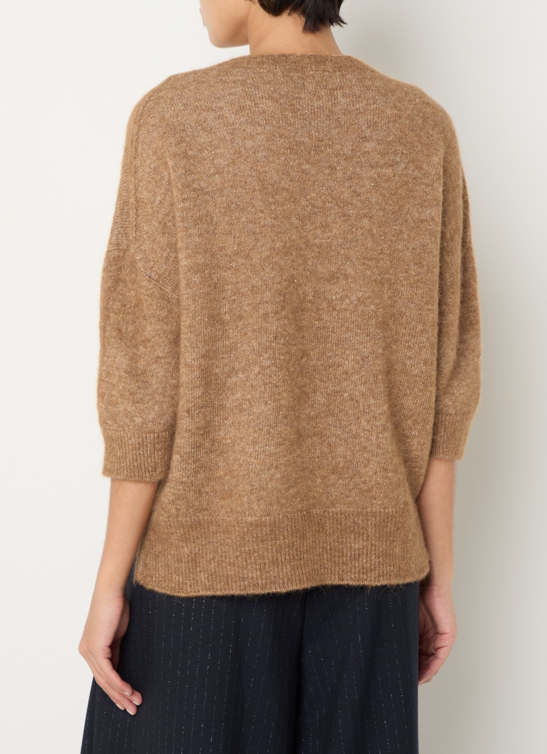 by-bar Molly Sparkle pullover in alpacawolblend met lurex   - achterkant 4 camel