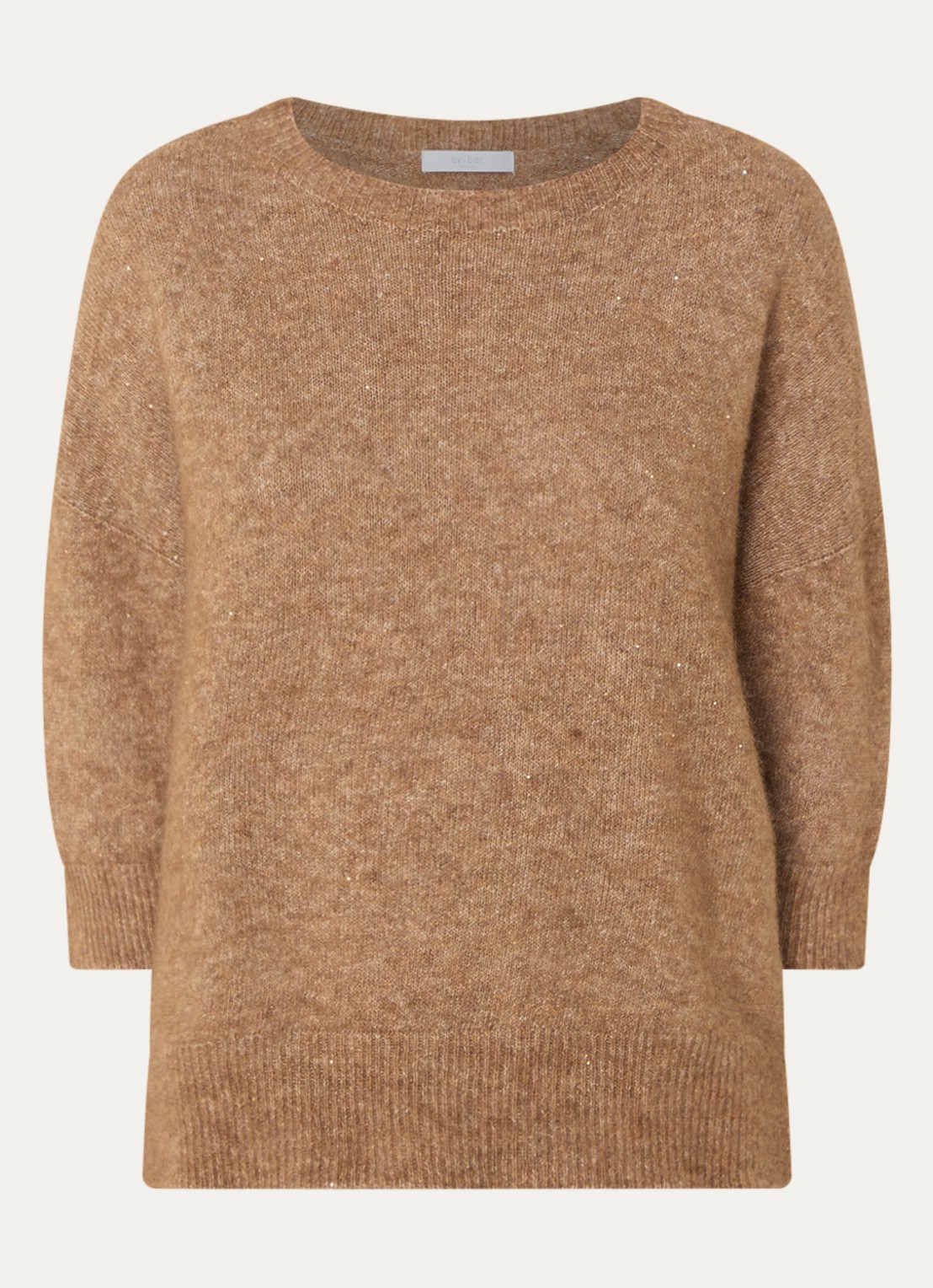 by-bar Molly Sparkle pullover in alpacawolblend met lurex   - voorkant camel