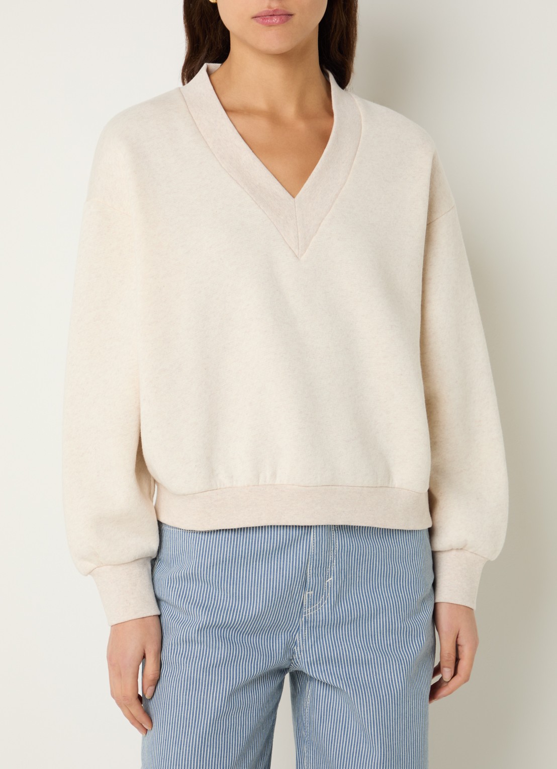 by-bar Momo sweater met V-hals - detail 3 creme