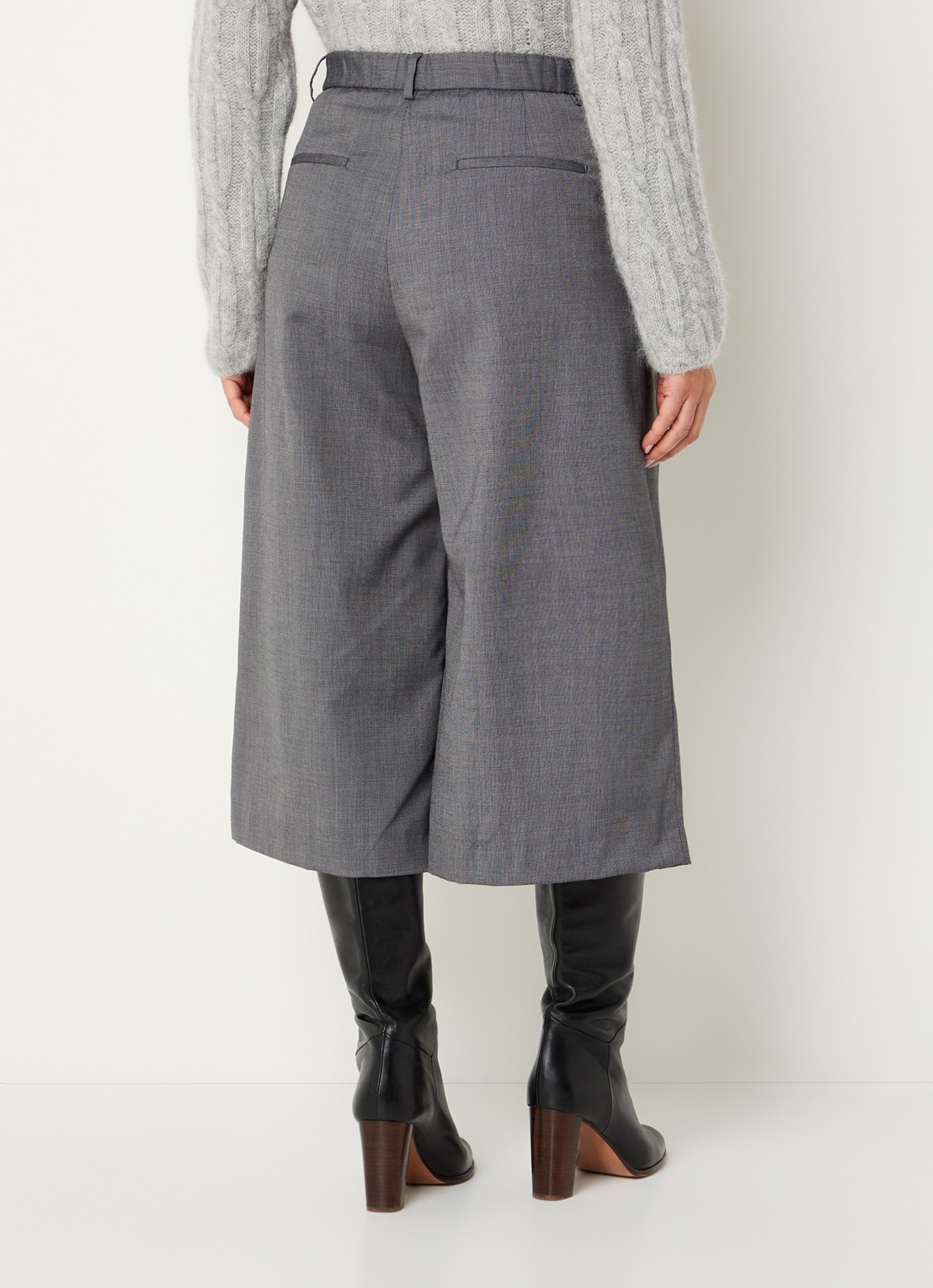 by-bar Mowi high waist wide fit broek met steekzakken - achterkant 2 donkergrijs