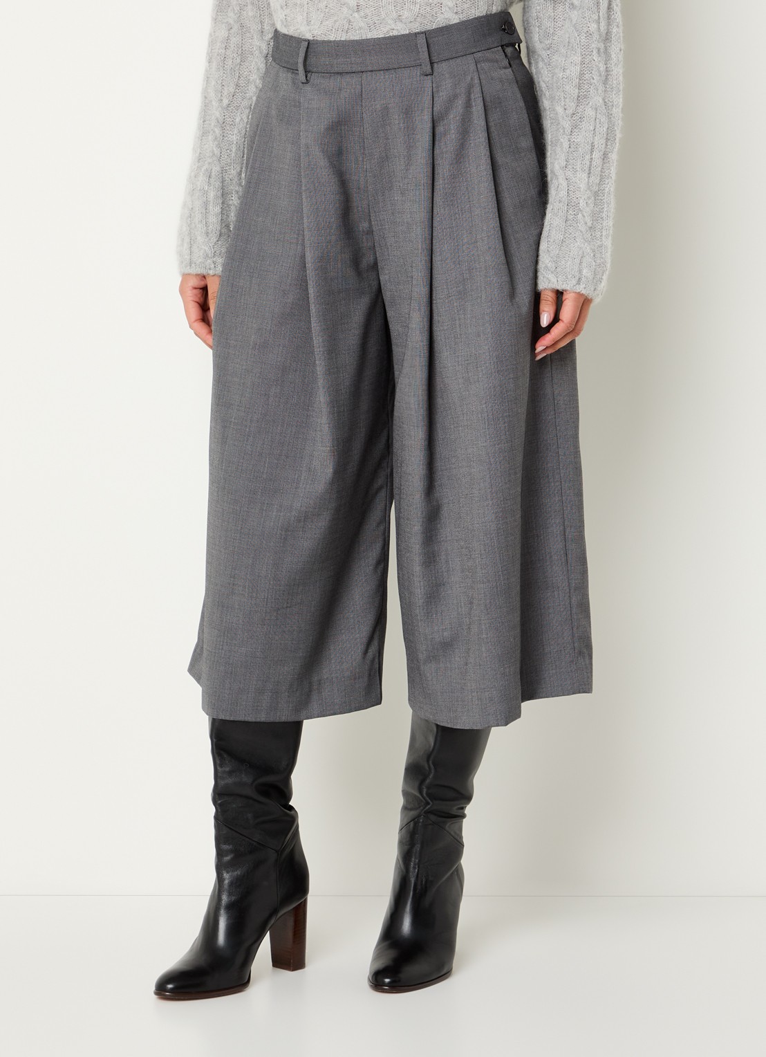 by-bar Mowi high waist wide fit broek met steekzakken - detail donkergrijs