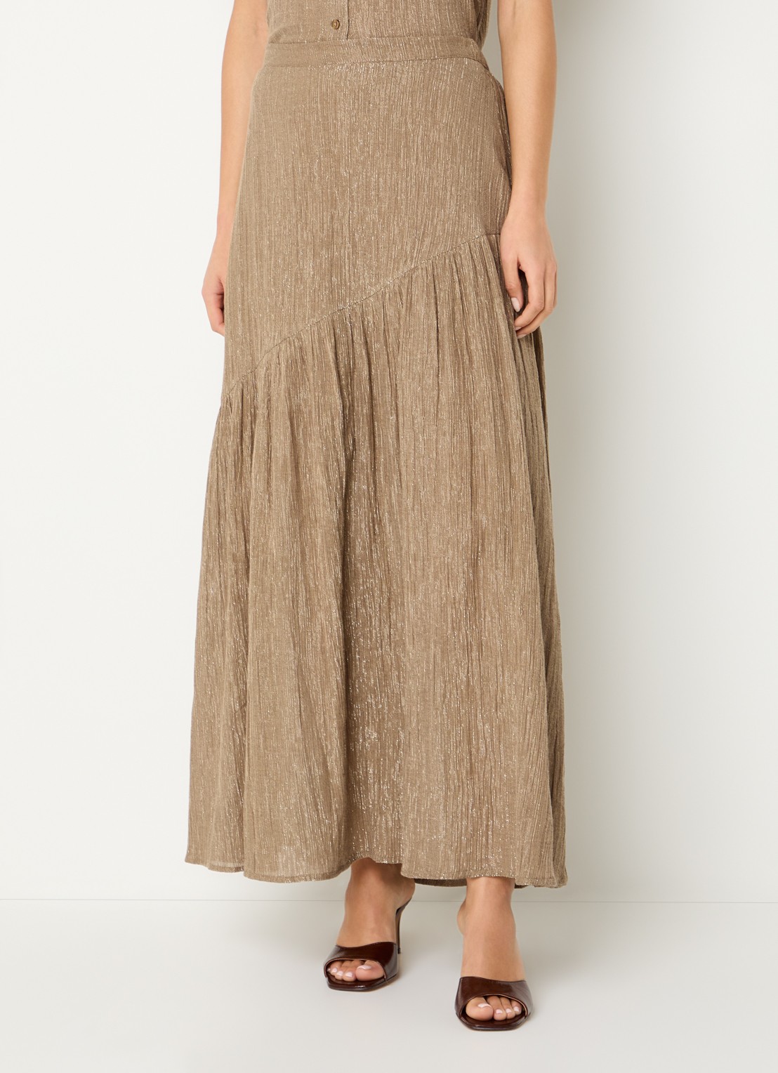 by-bar Myra midi rok met lurex - detail 2 lichtbruin