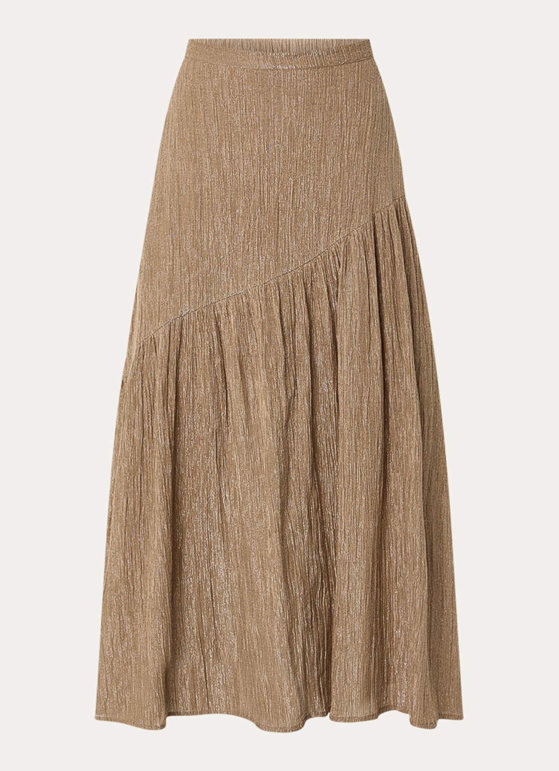 by-bar Myra midi rok met lurex - voorkant 3 lichtbruin