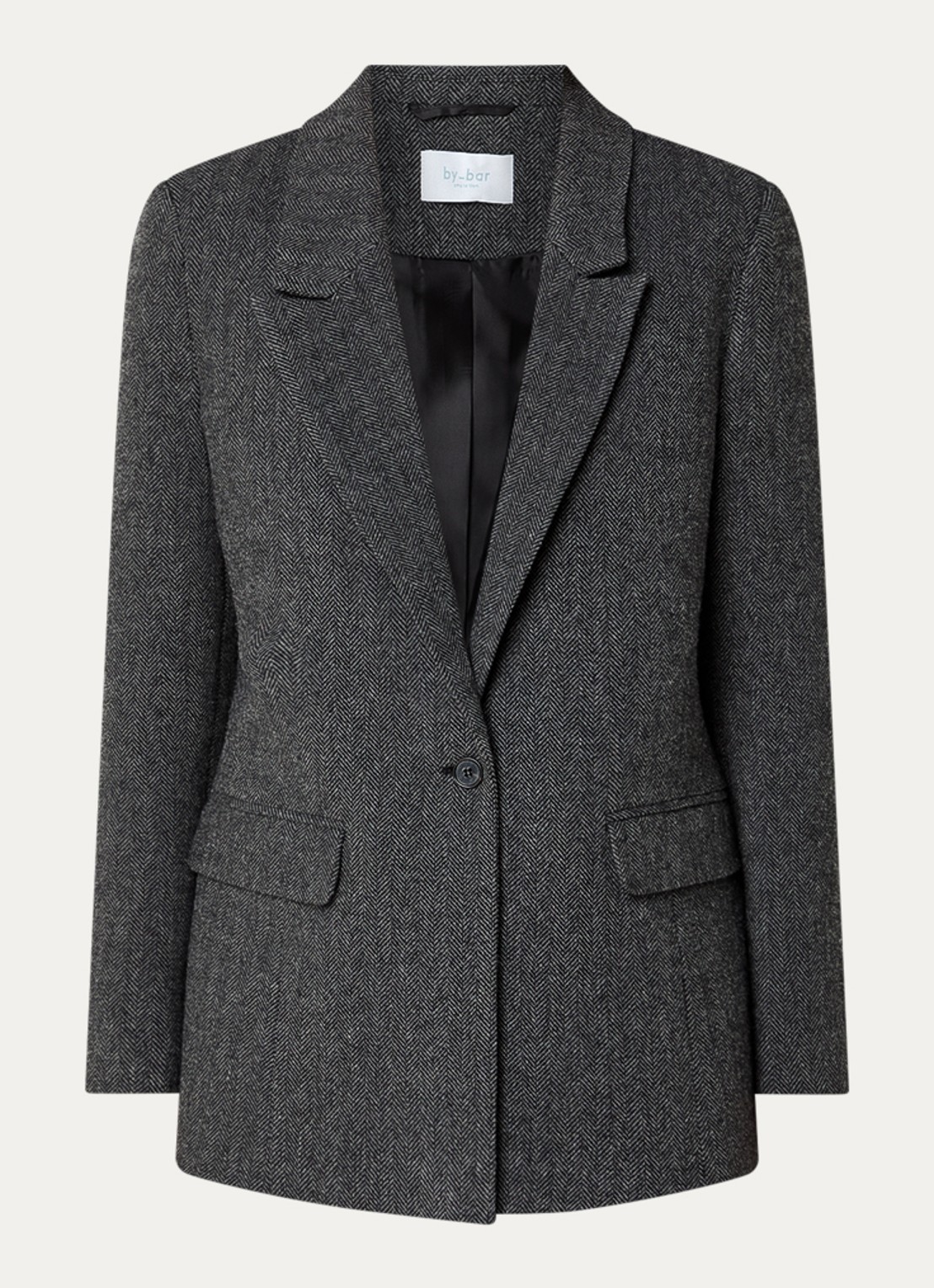 by-bar Nes blazer met klepzakken en schoudervulling - voorkant 2 grijsmele