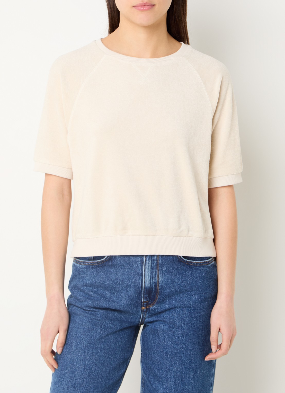by-bar Neva sweater van badstof in  katoenblend - detail 2 creme