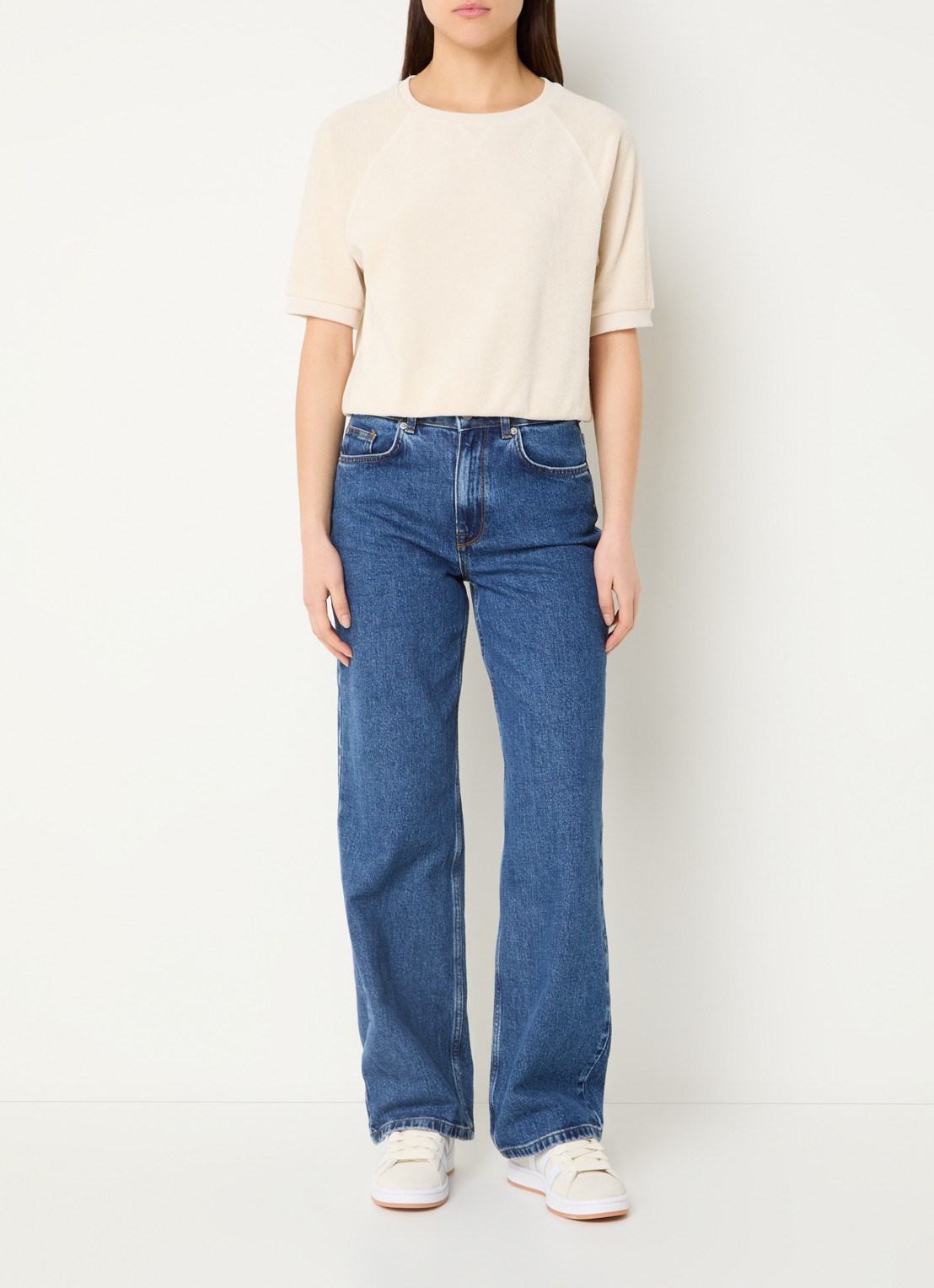 by-bar Neva sweater van badstof in  katoenblend - voorkant 4 creme
