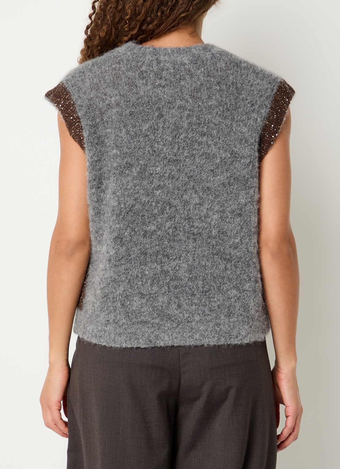 by-bar Noby grofgebreide spencer in alpaca wolblend - achterkant 2 grijsmele