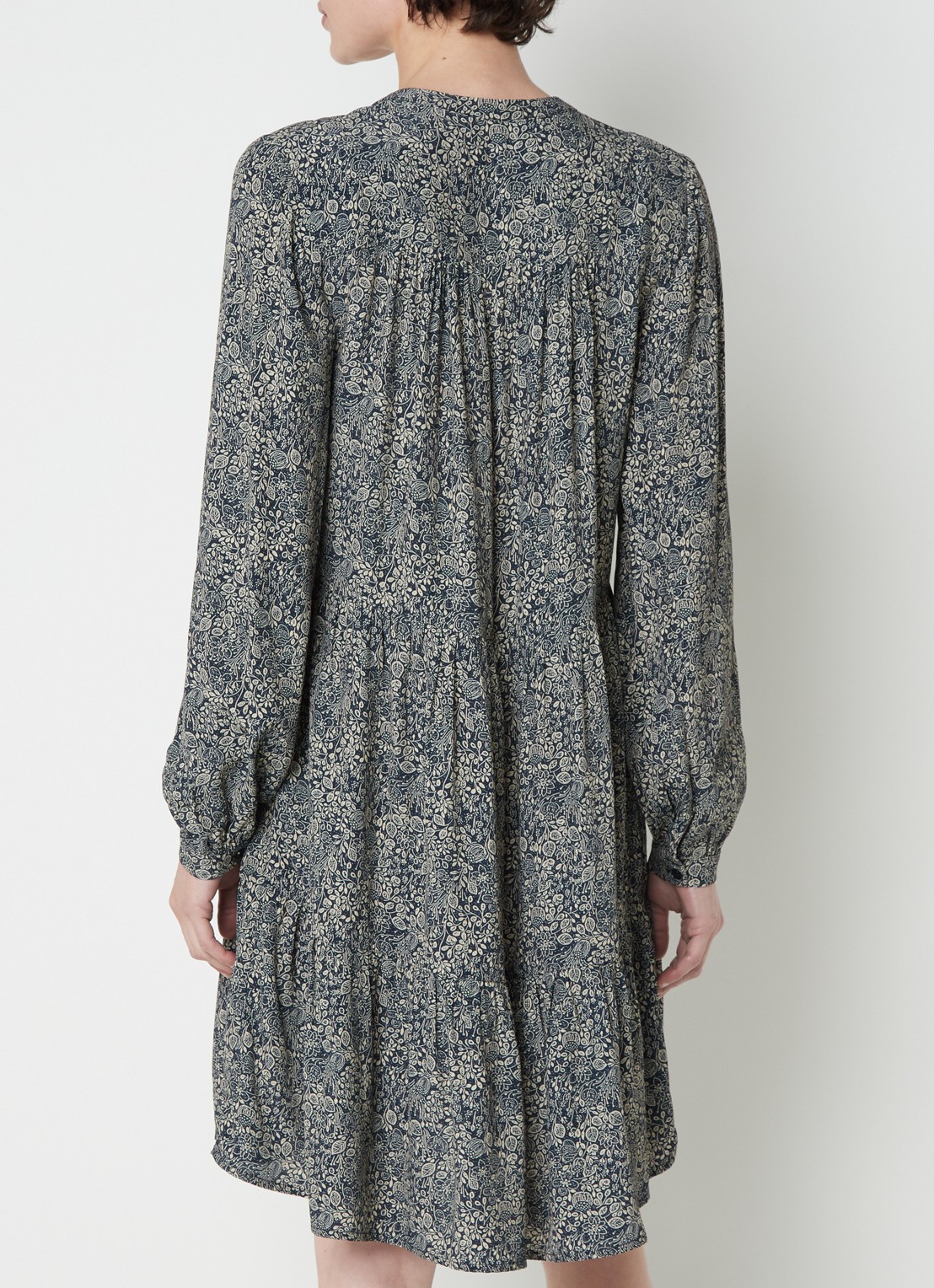 by-bar Nono gelaagde mini blousejurk met print - achterkant blauw