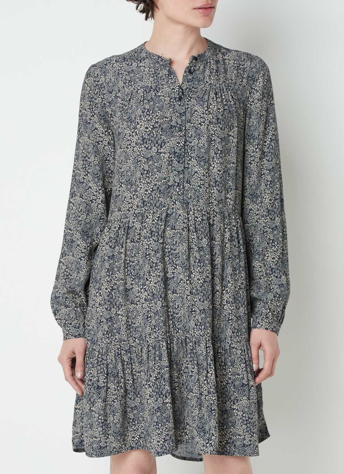 by-bar Nono gelaagde mini blousejurk met print - detail 2 blauw