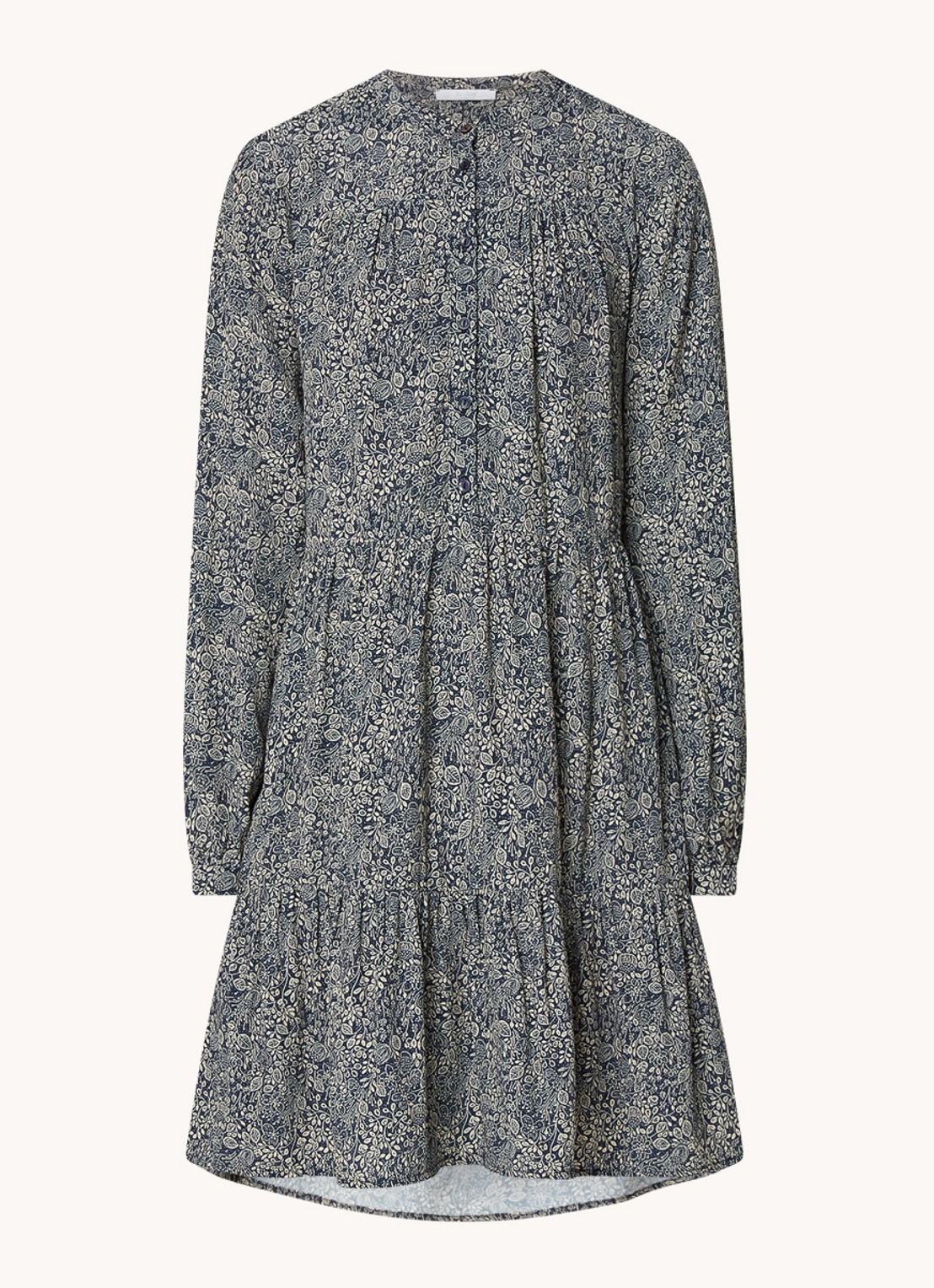 by-bar Nono gelaagde mini blousejurk met print - voorkant 3 blauw