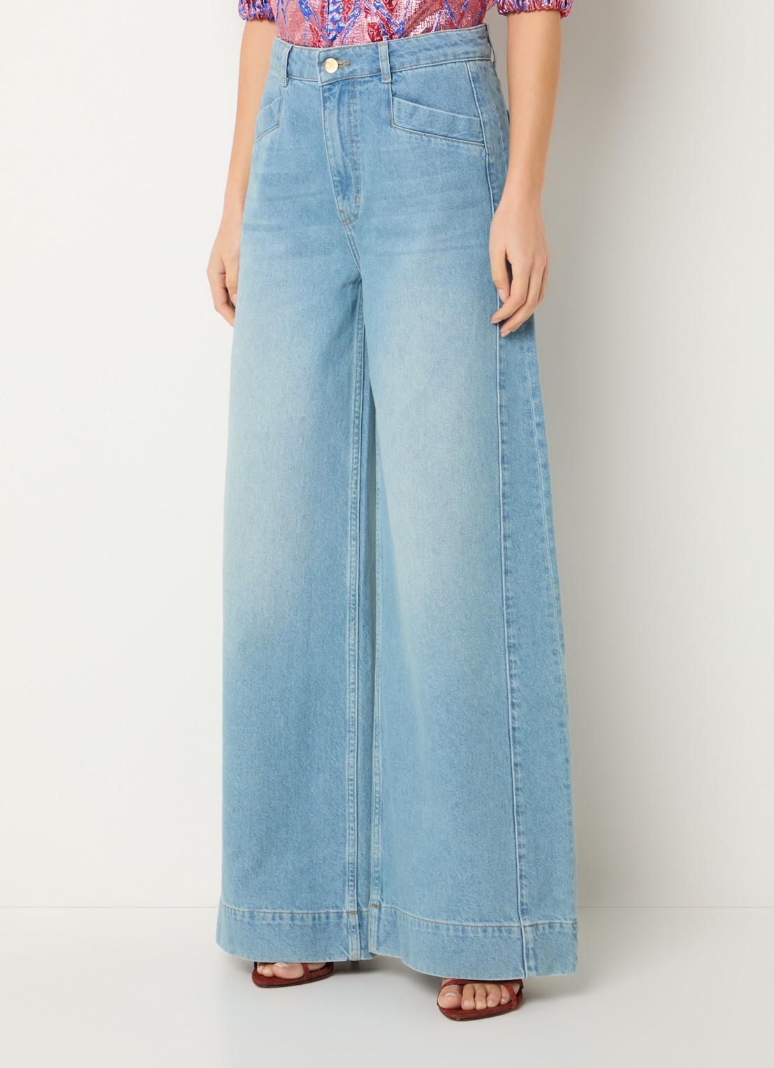 by-bar Nono high waist wide leg jeans met lichte wassing - detail 4 indigo