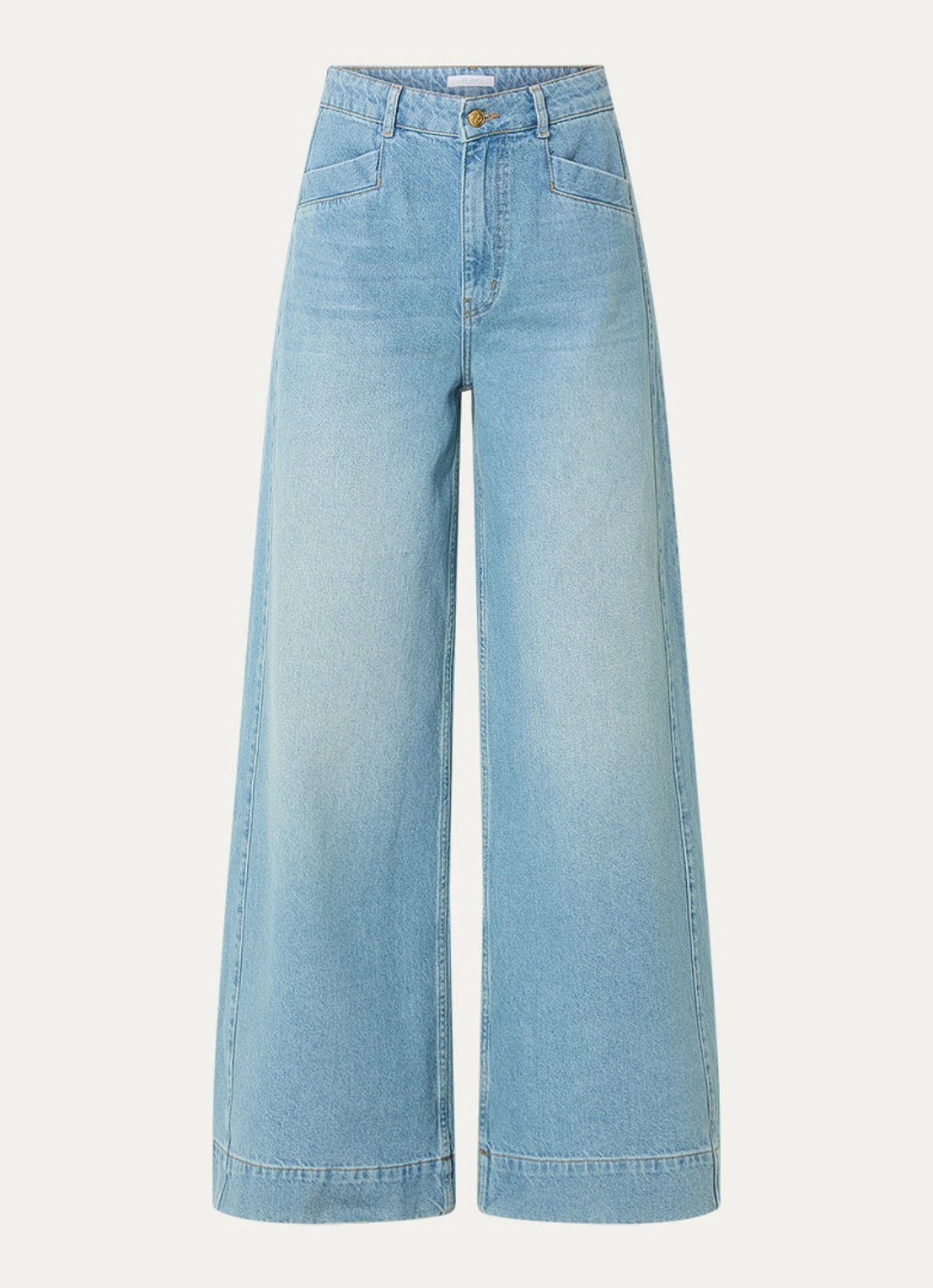 by-bar Nono high waist wide leg jeans met lichte wassing - voorkant 2 indigo