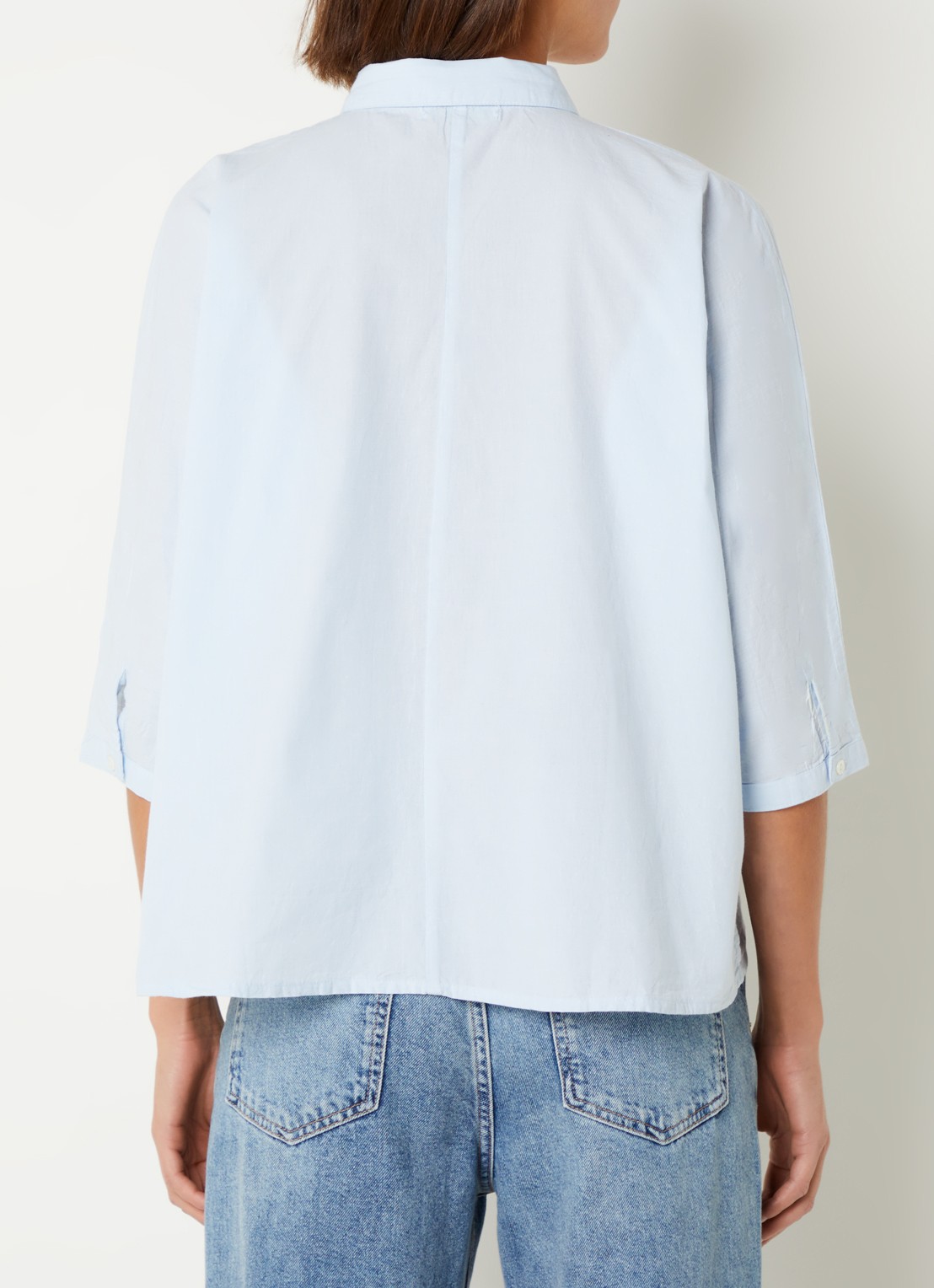 by-bar Norel blouse van chambray - achterkant lichtblauw