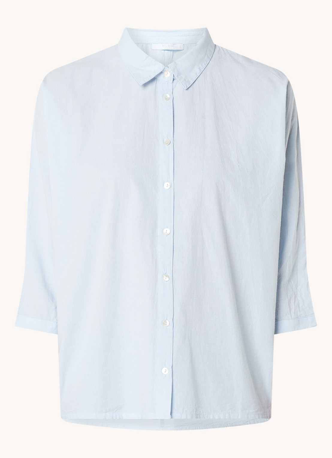 by-bar Norel blouse van chambray - voorkant 3 lichtblauw