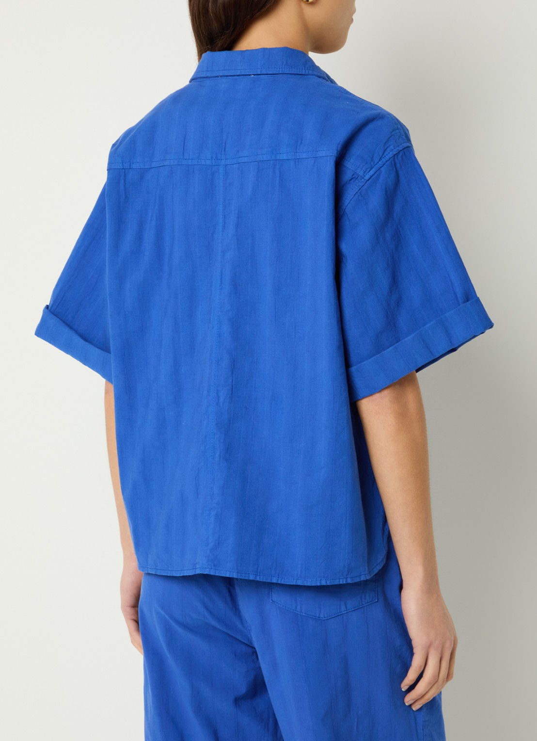 by-bar Novi blouse met borstzak - achterkant 3 kobaltblauw