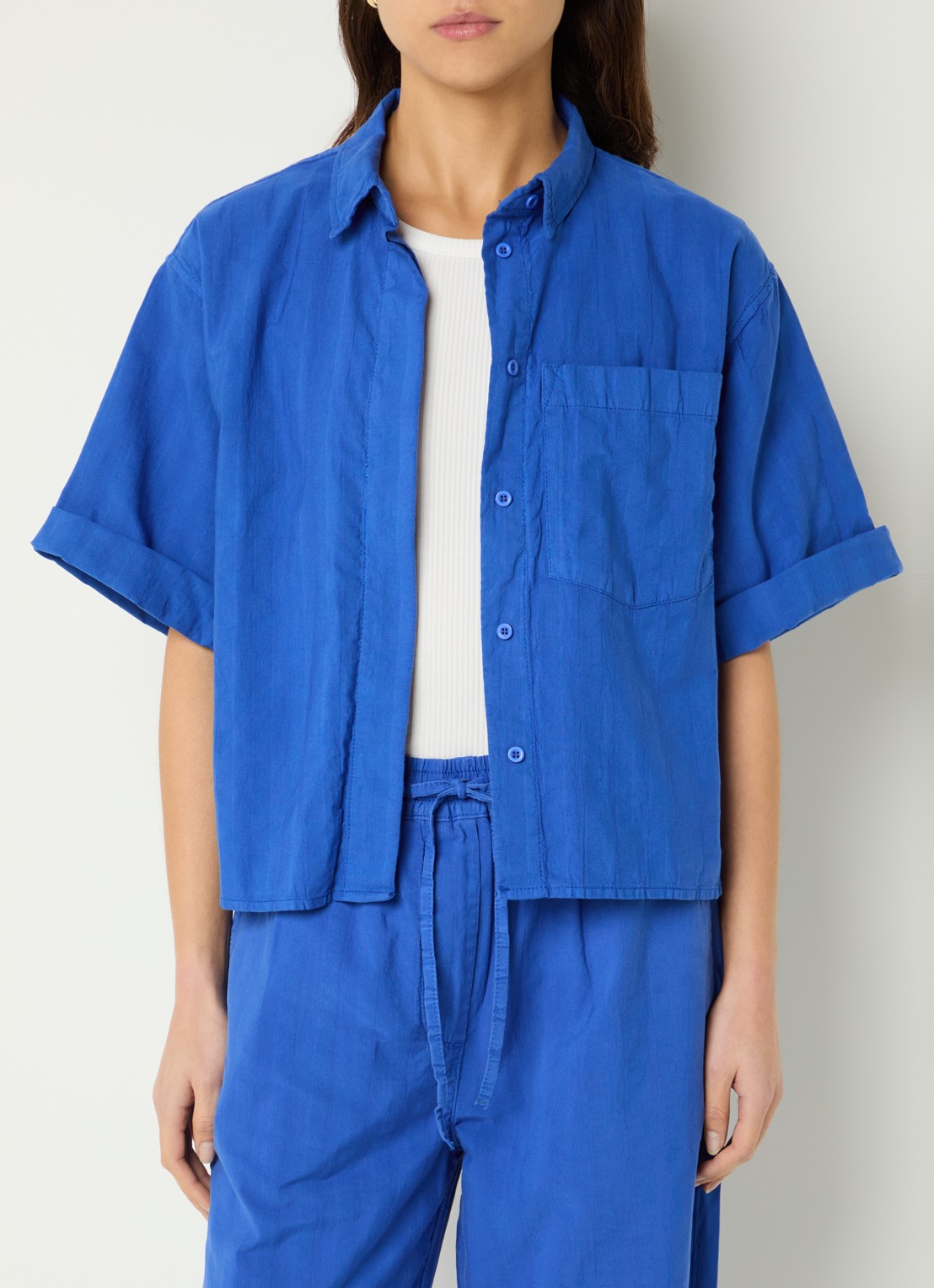 by-bar Novi blouse met borstzak - detail 4 kobaltblauw